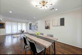 Spacious dining area with light