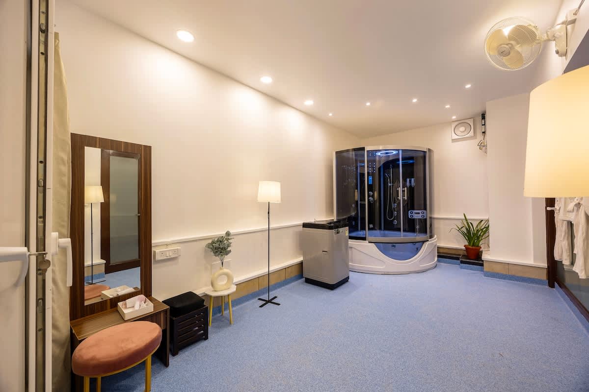 Stay in style! complete dressing room with all amenities.