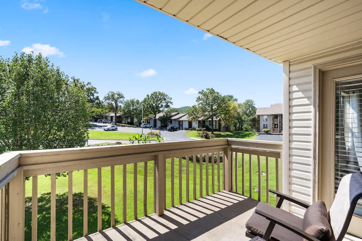 View from the balcony over looking green belt.