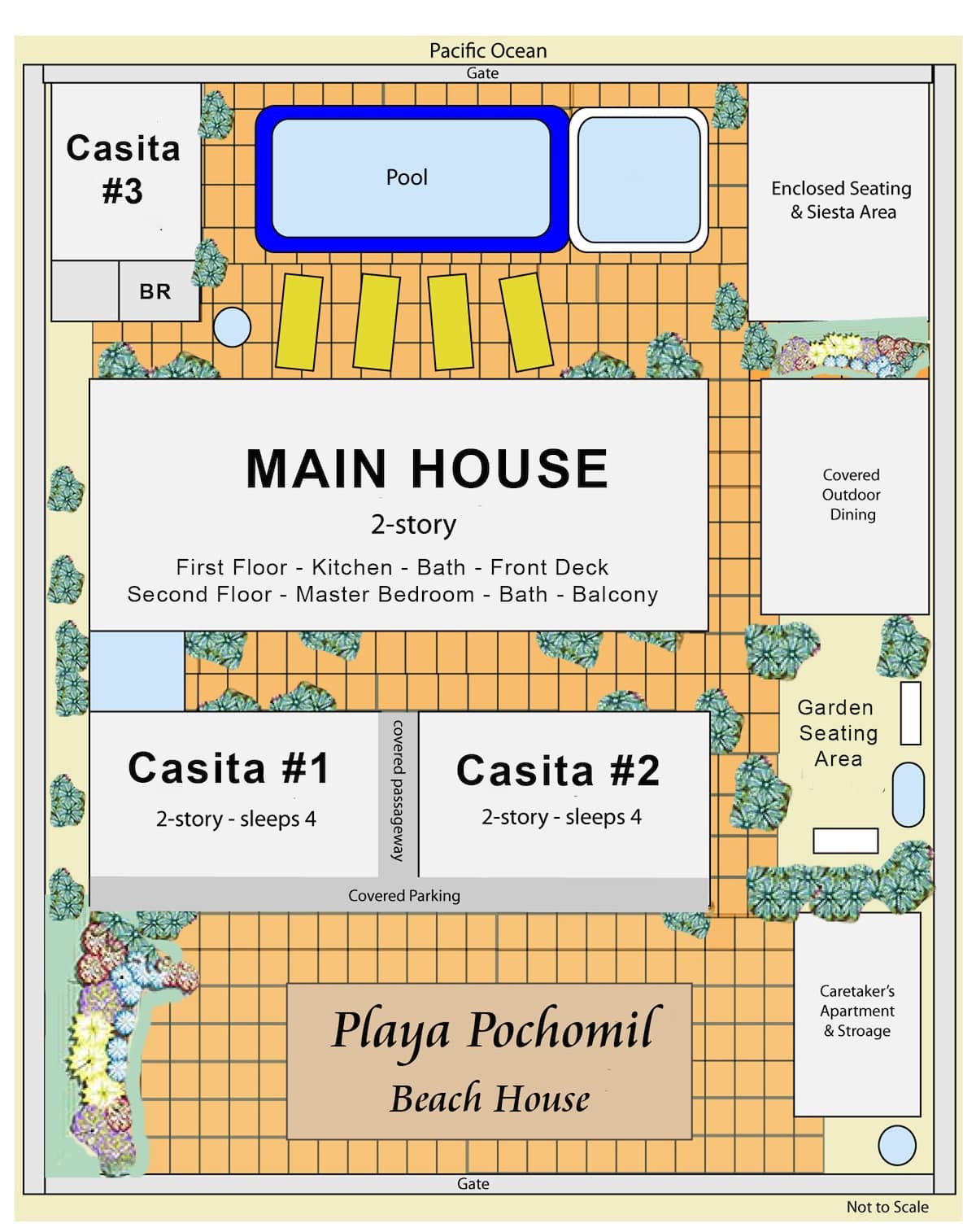 Romantic Seaside Casita w Pool, AC  Fire Sunsets