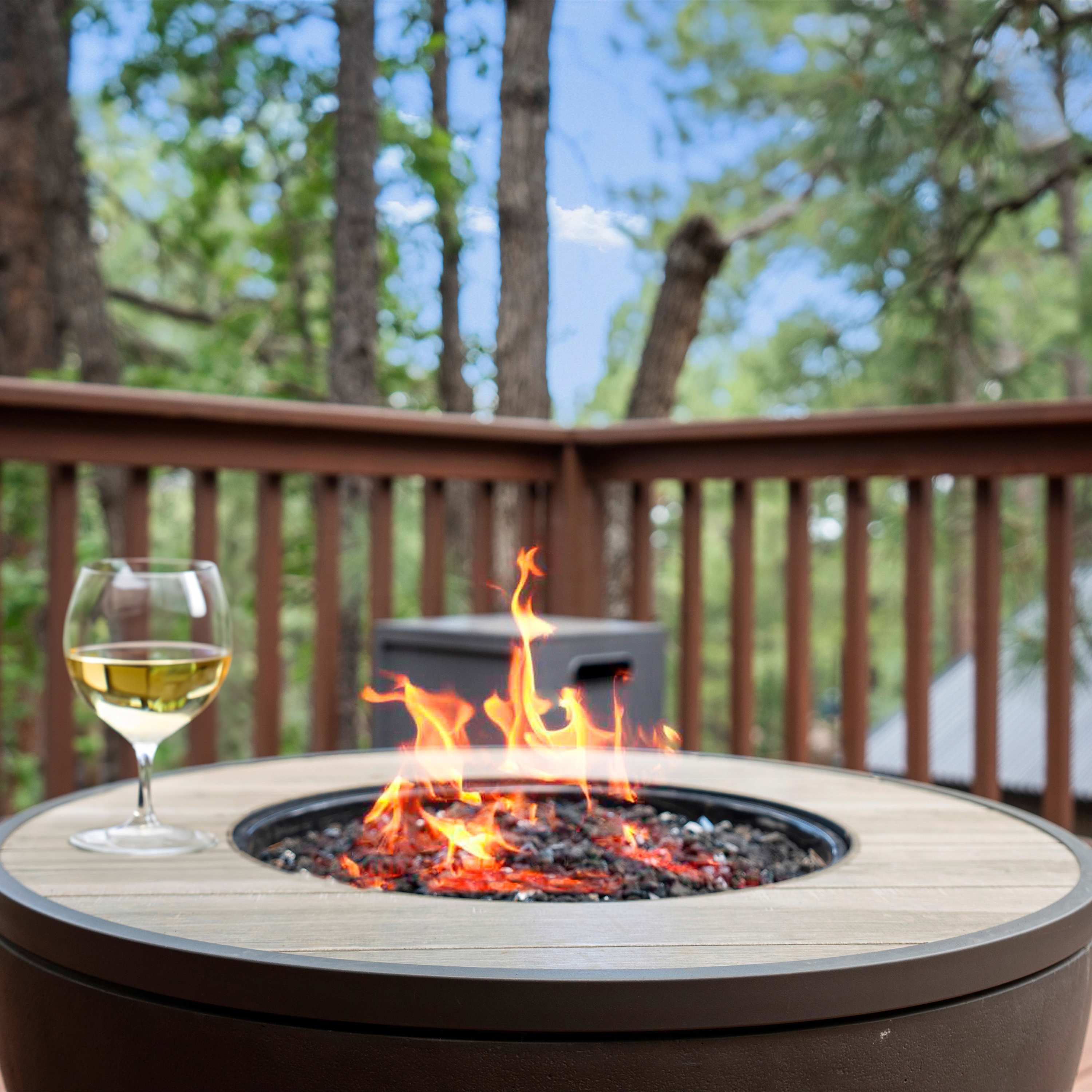 Warm up by the fire pit 