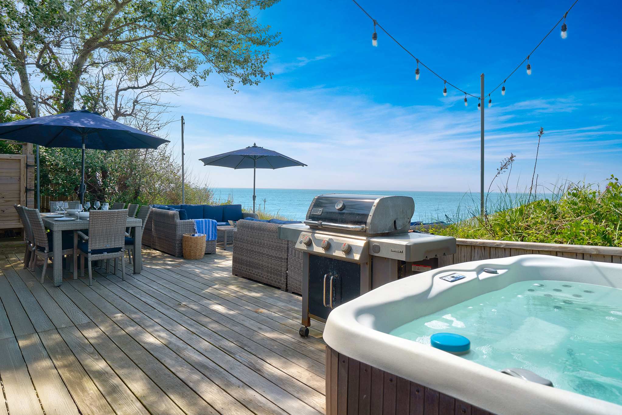 Chic Waterfront Beach House with Hot Tub