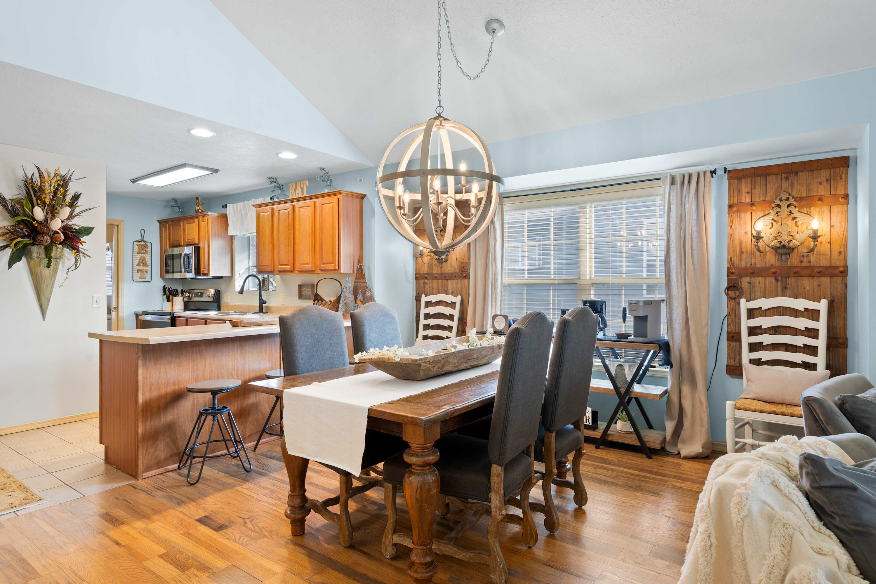 Gather for elegant meals together at the dining table, with seating for 4