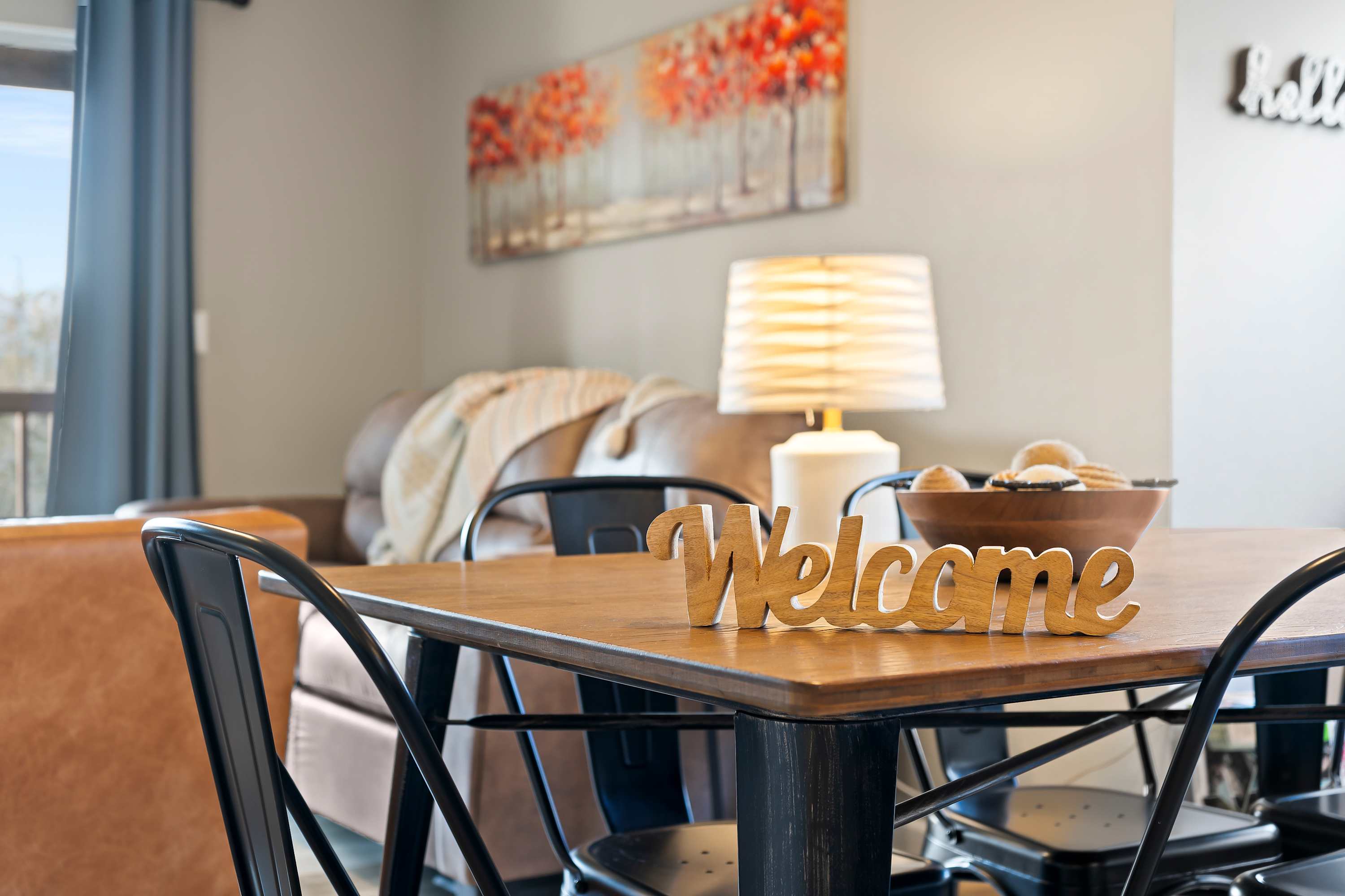 Gather for meals together at the dining table, with seating for 6