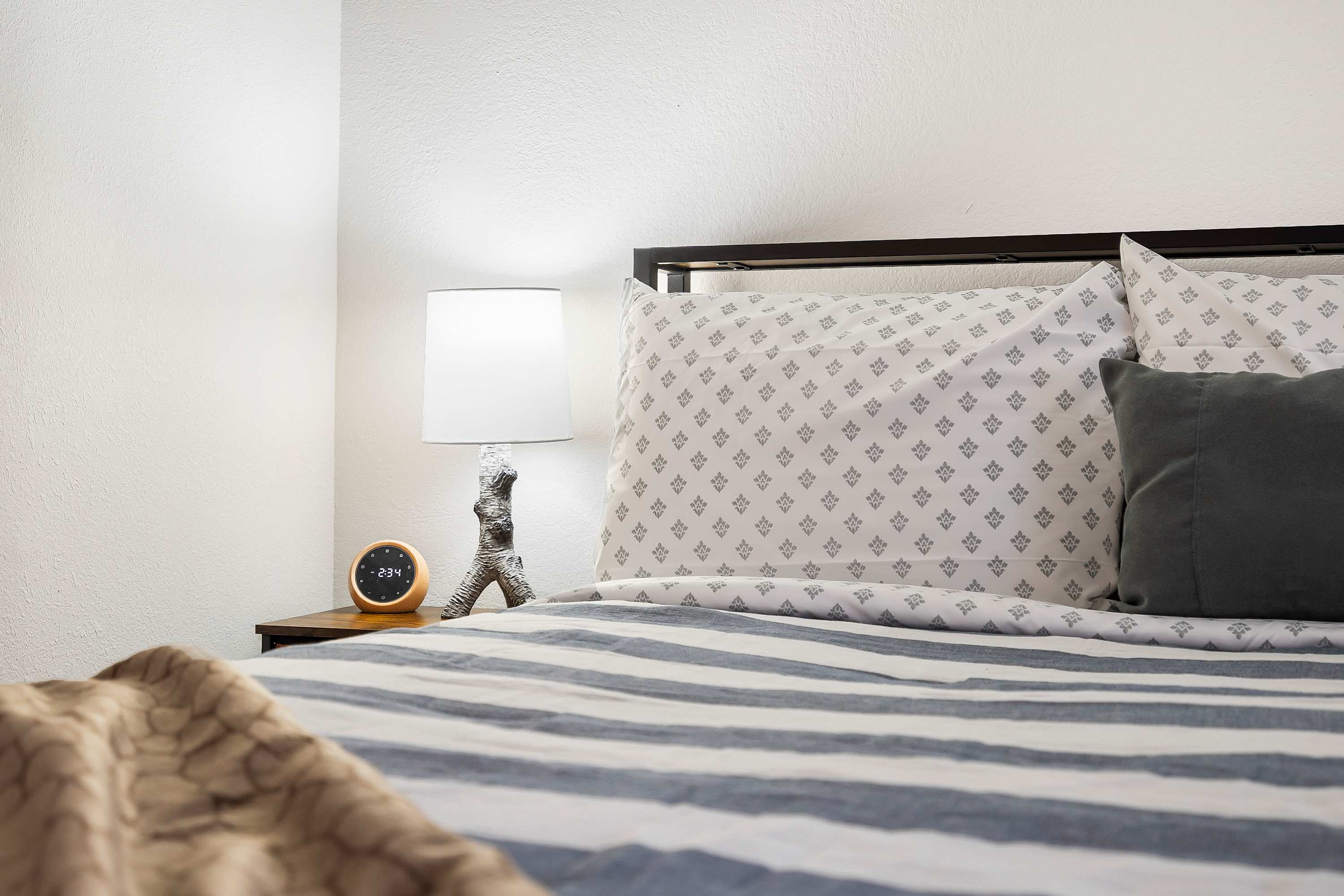 Experience peaceful slumber with cozy bedding