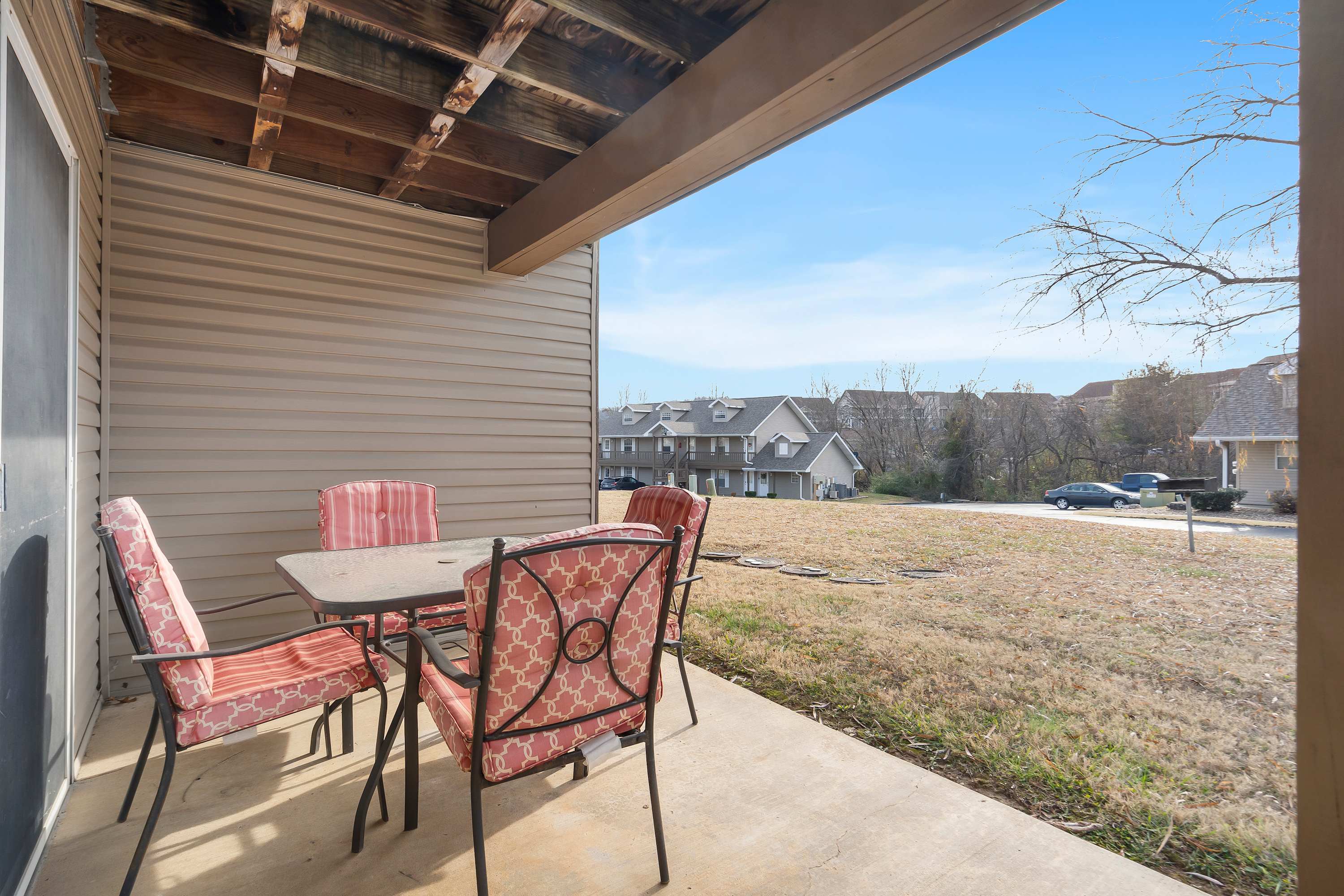 Enjoy the fresh air on the patio with outdoor furniture