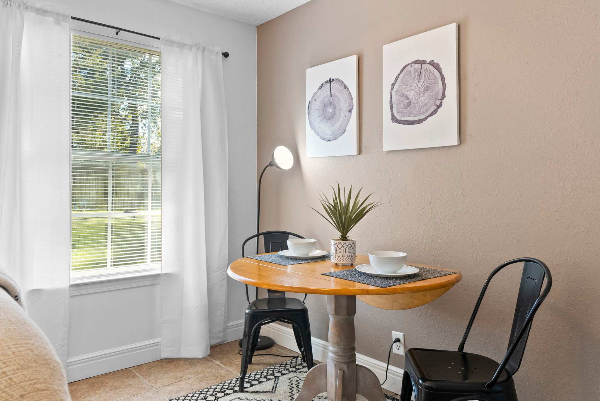 Sip morning coffee or enjoy a bite at the dining table, with seating for 2
