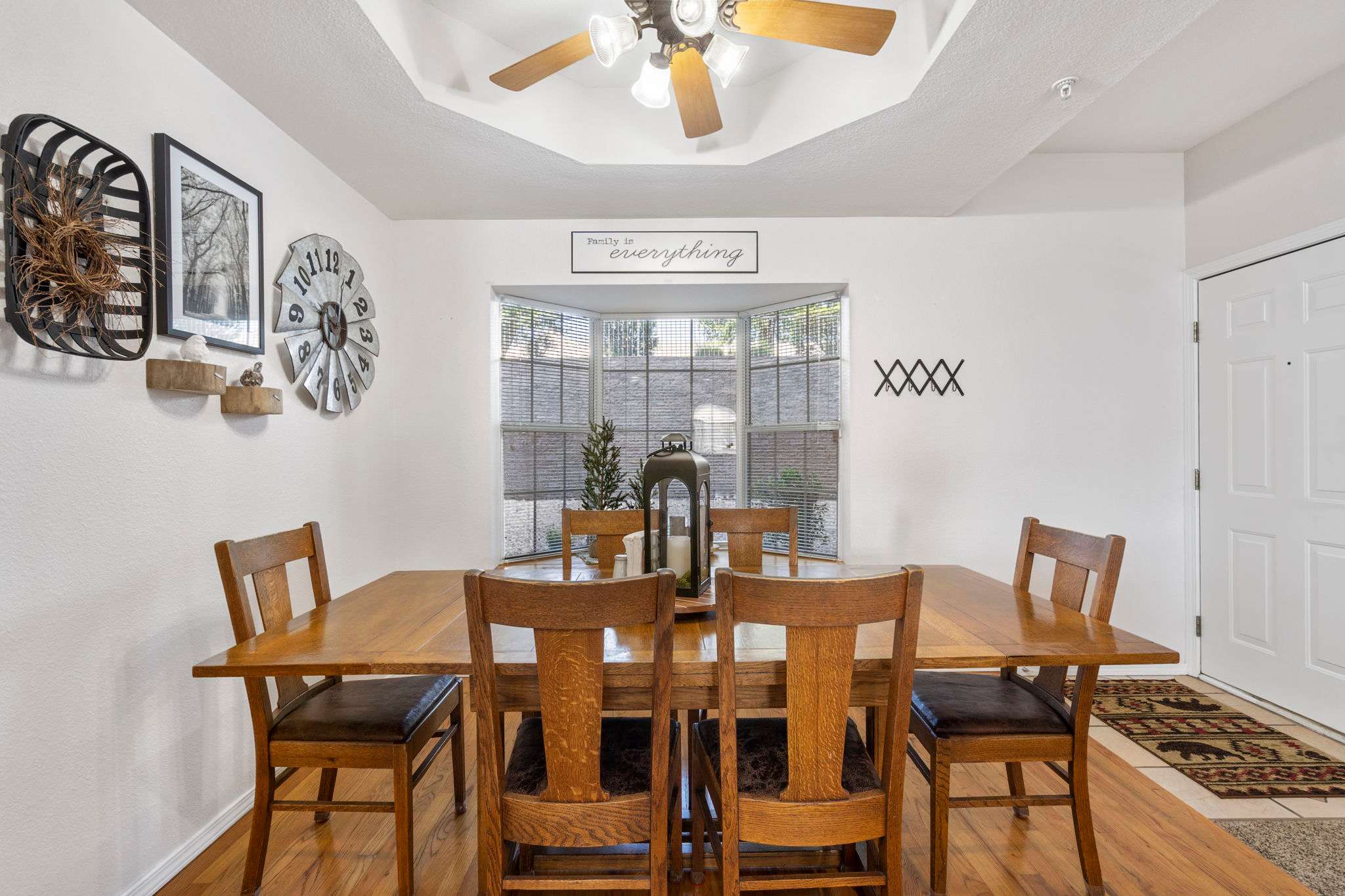 Gather for meals together at the dining table, with seating for 6