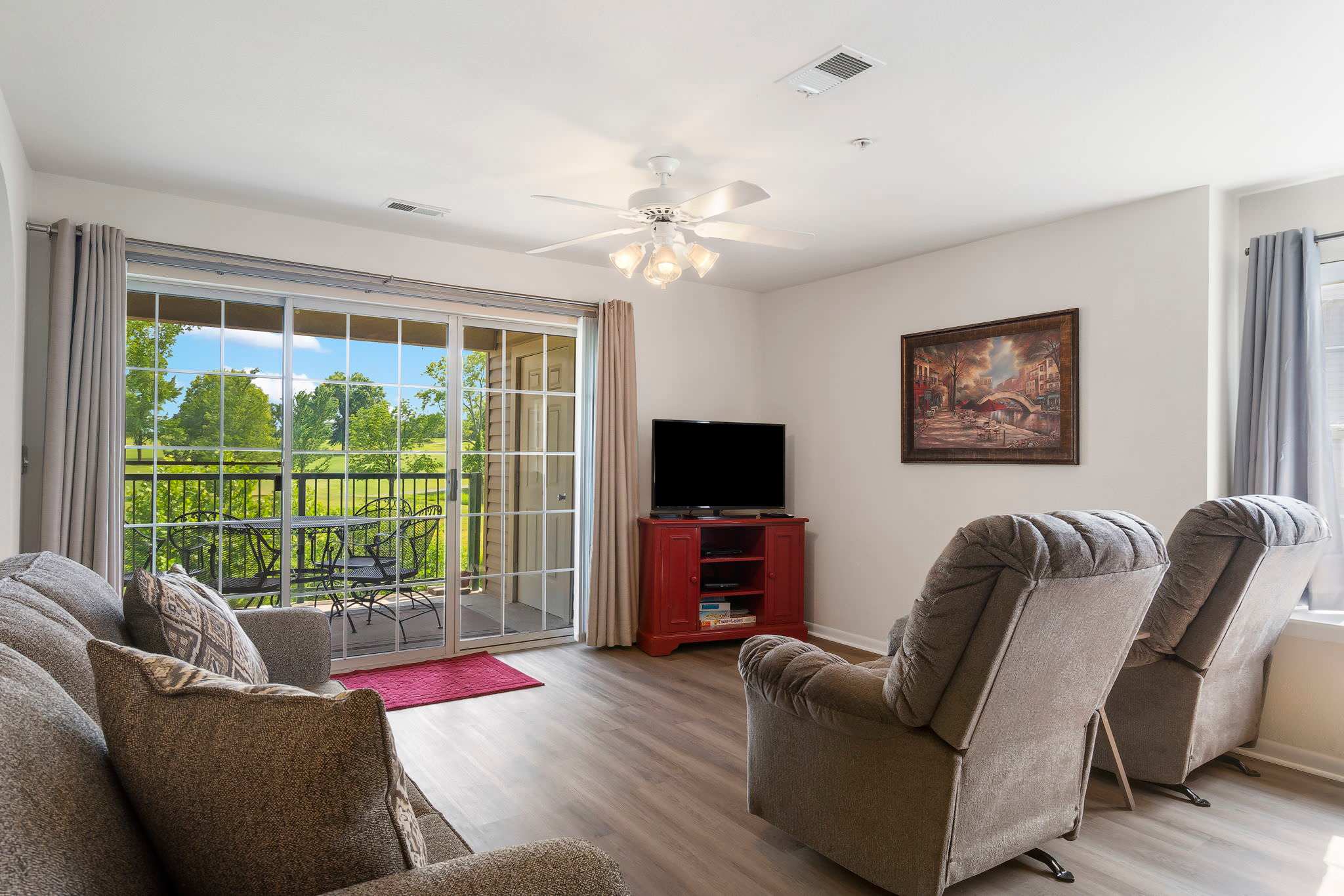 Living room opens up to the balcony