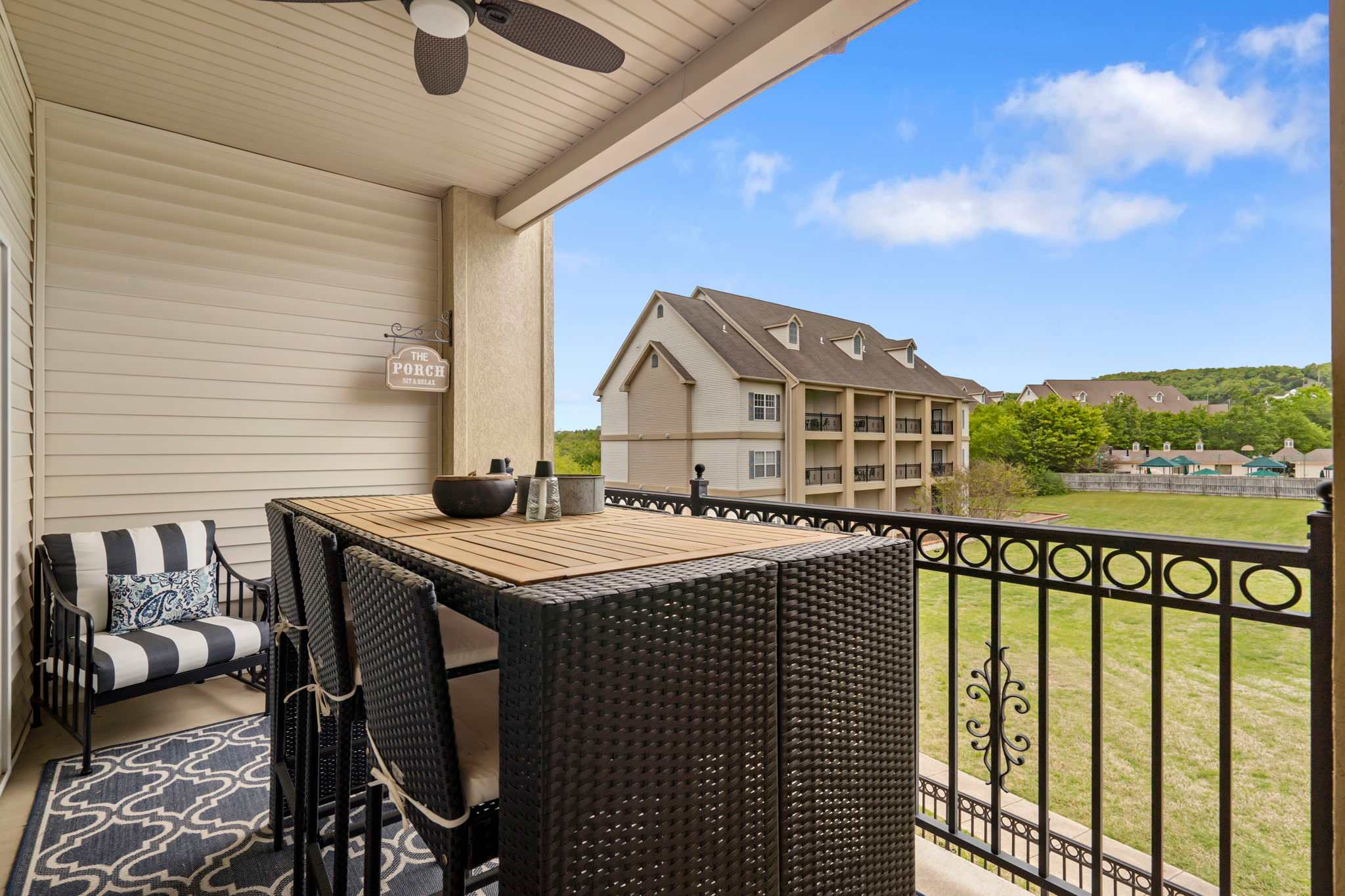 Outdoor seating in the balcony