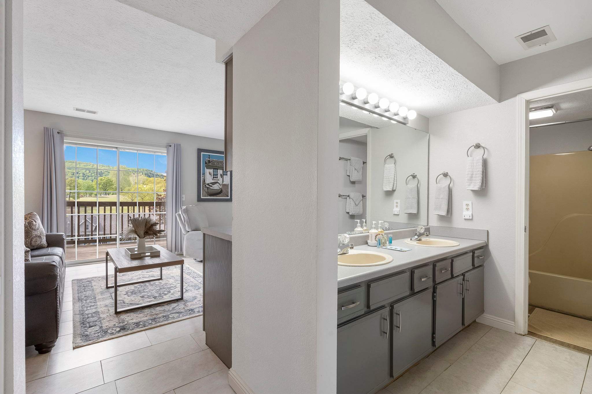 The Bathroom offers an oversized Double Vanity and Shower/Tub Combo
