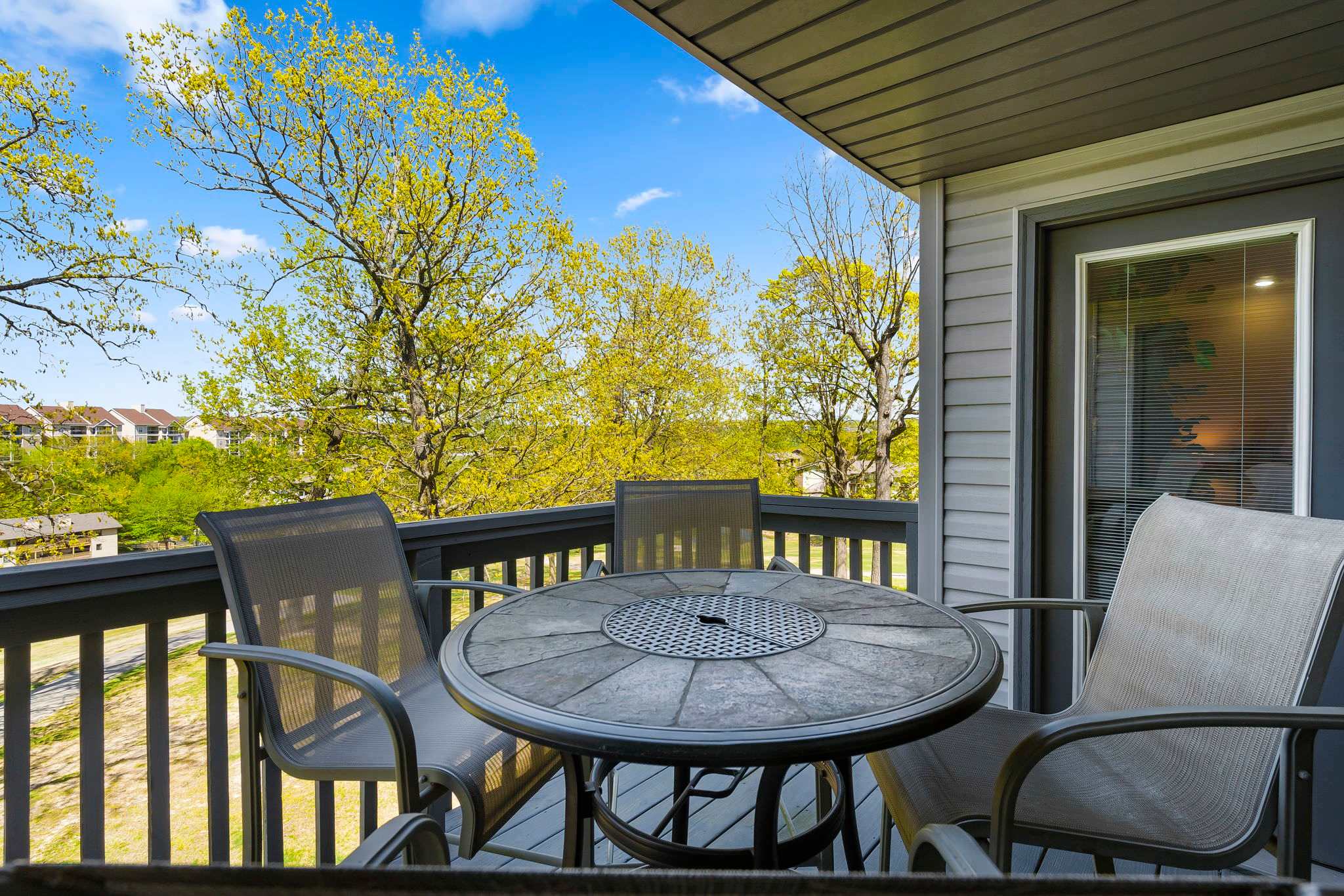 Balcony with outdoor dining and seating for 4
