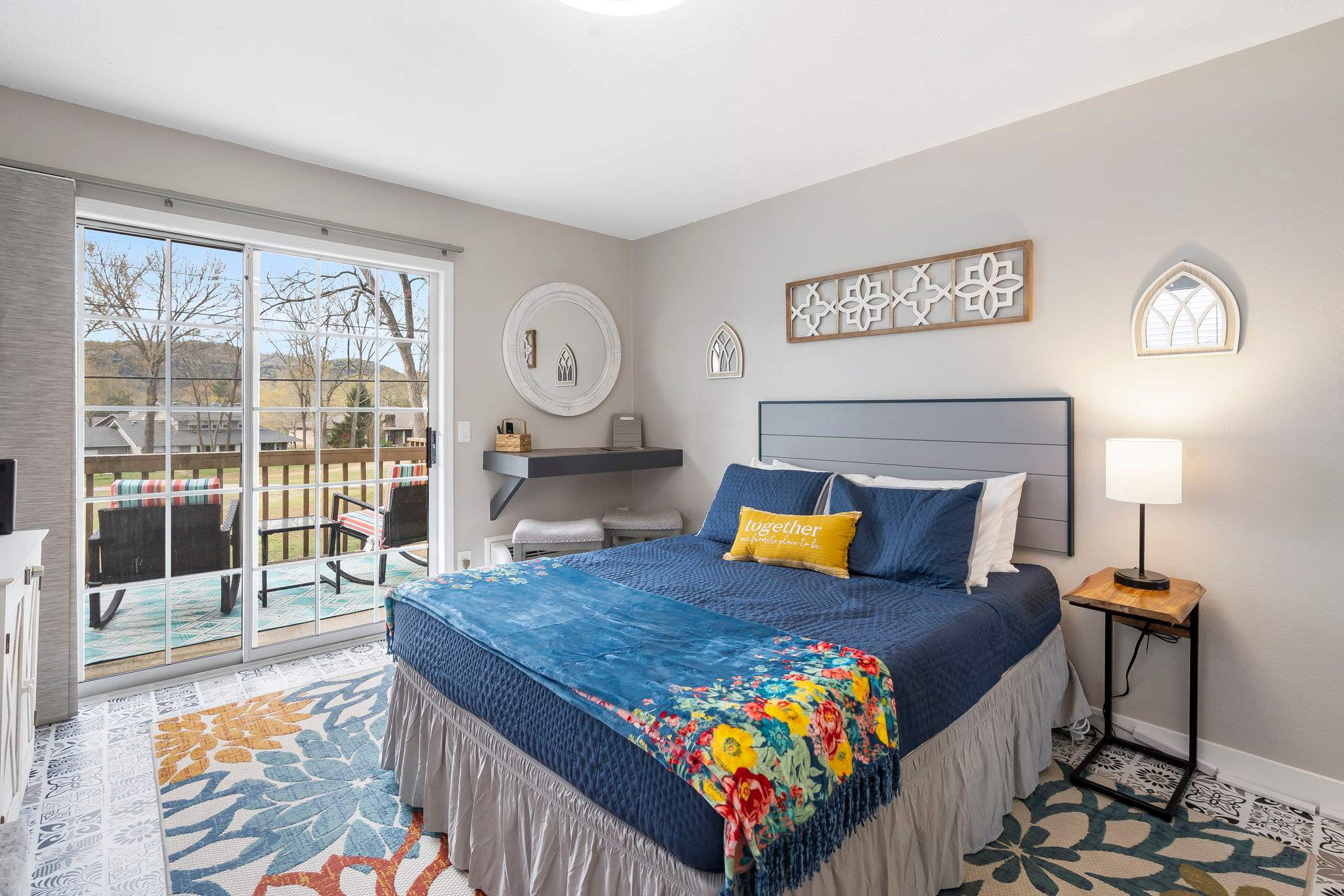 Vanity table beside the bed