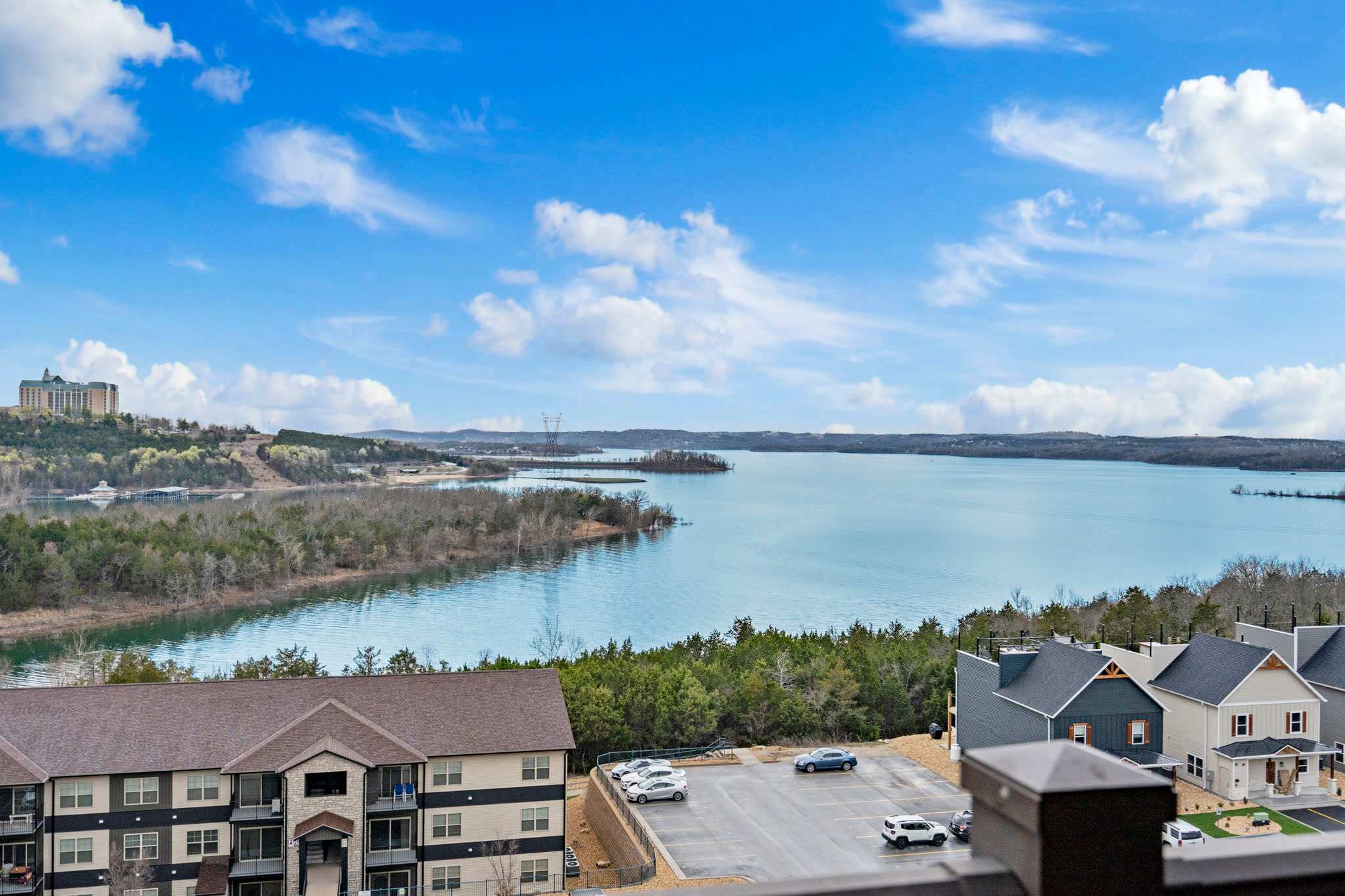 Panoramic lake views from the balcony