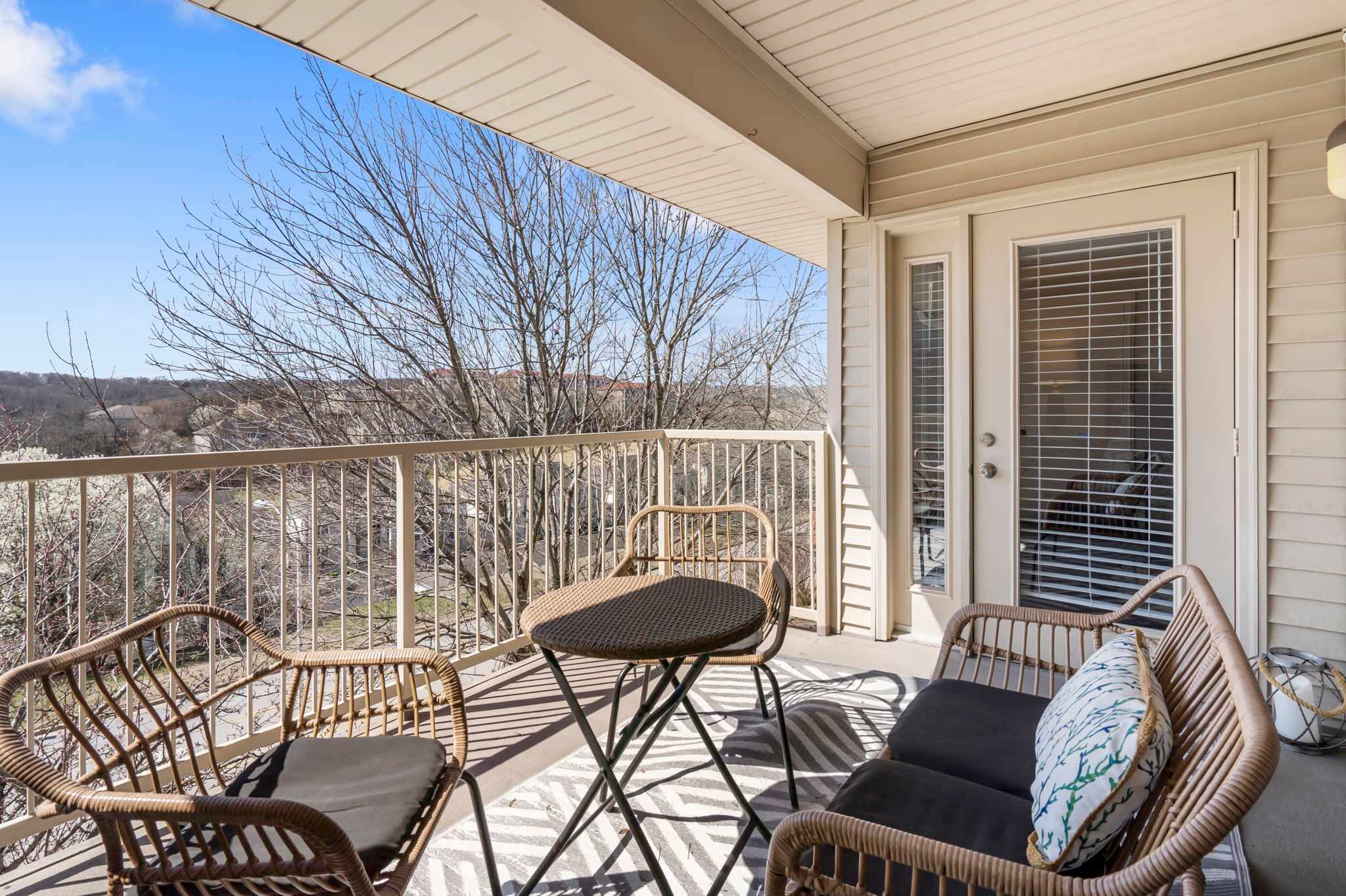 Amazing panoramic views from the balcony with outdoor seating