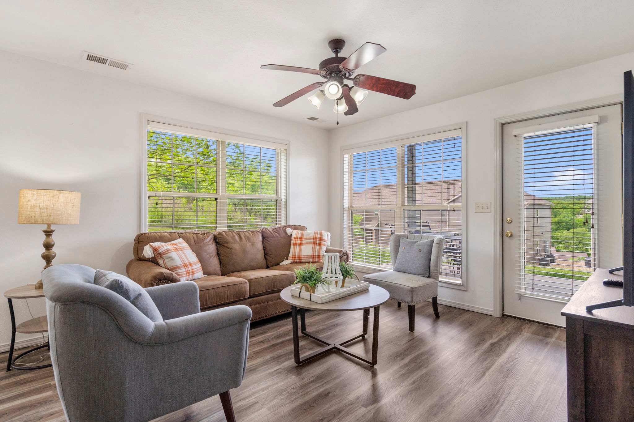 Living room grants you access to the patio