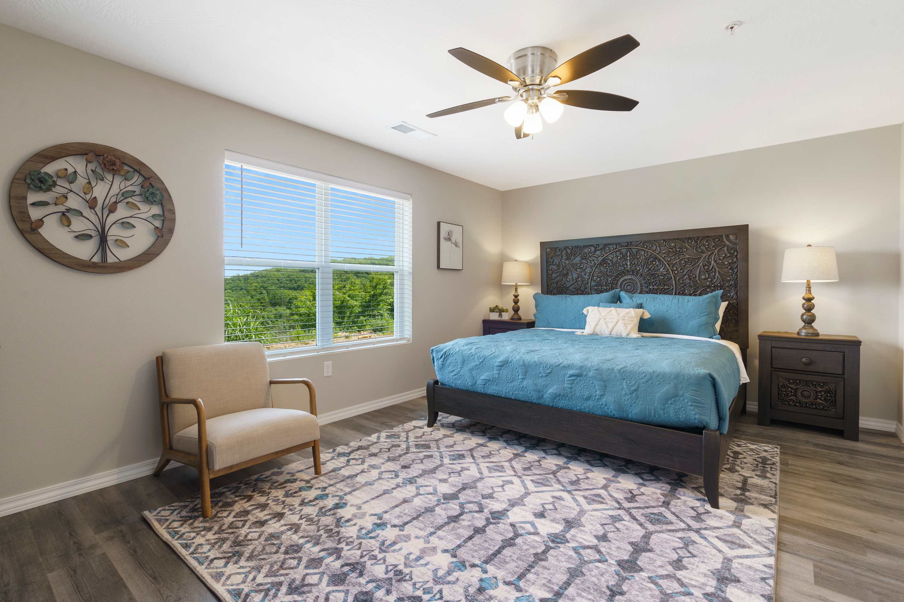 Master bedroom with city views.