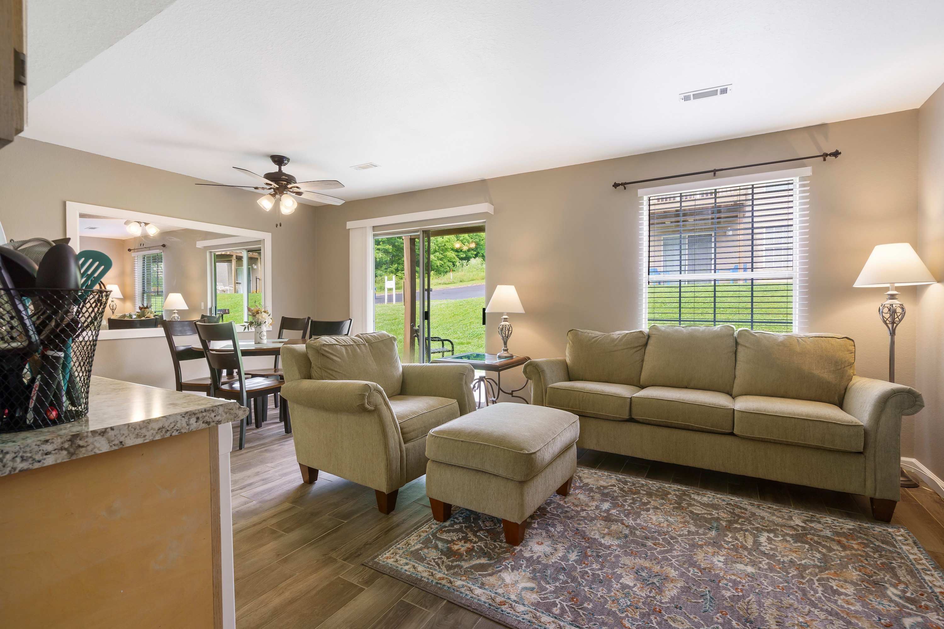 Open living room and kitchen