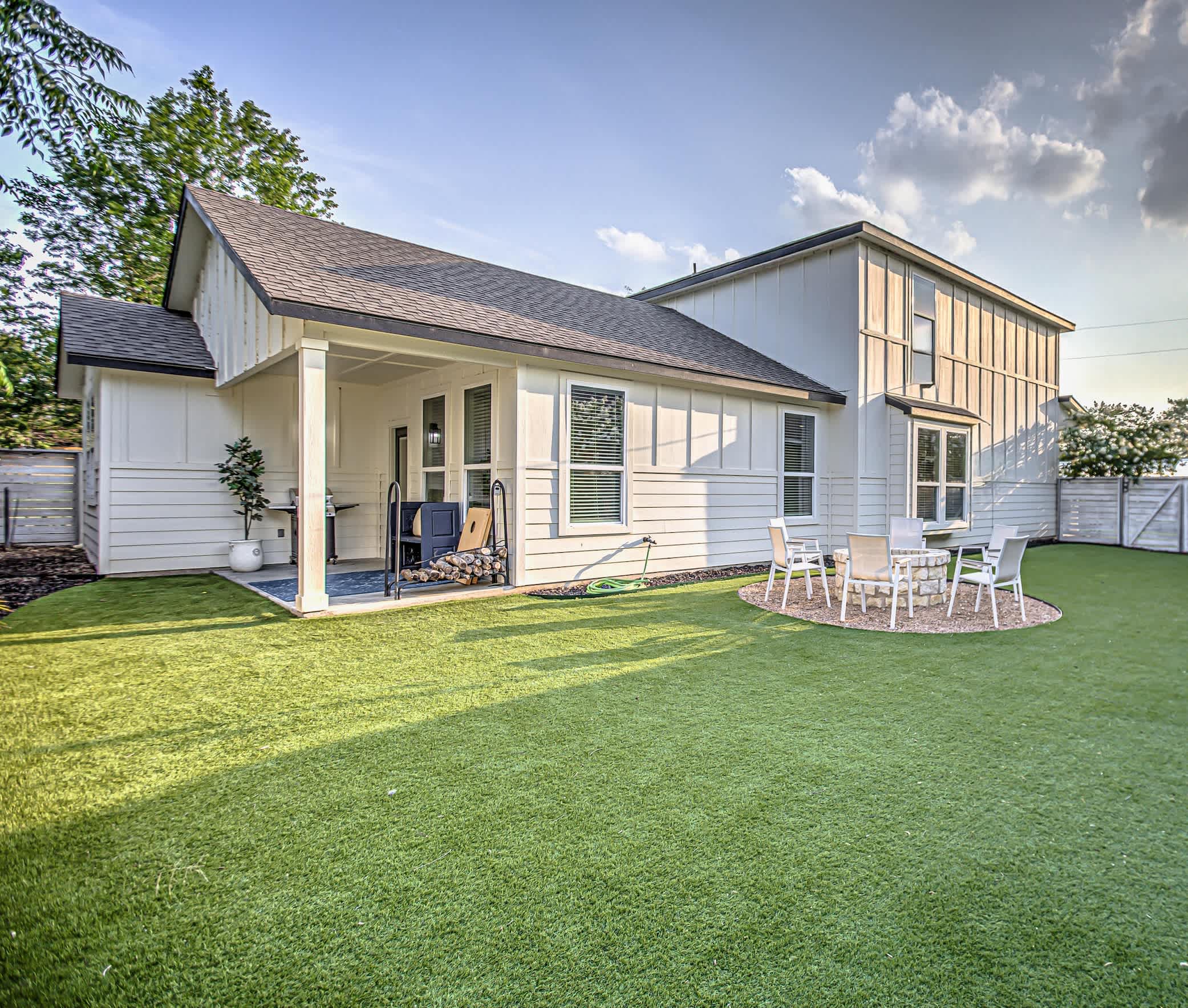 Spacious yard with fire pit area