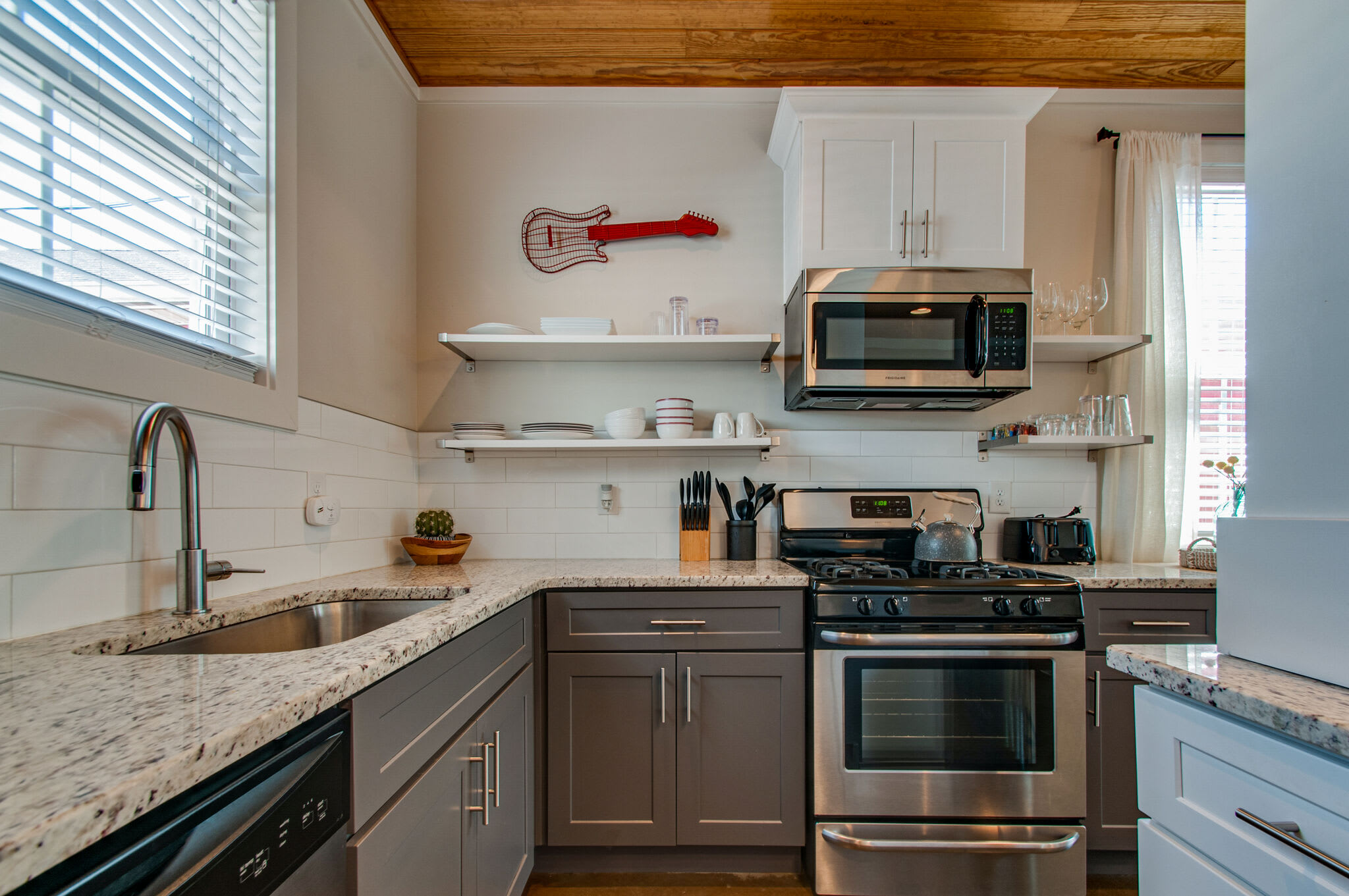 Kitchen is fully stocked with all your cooking utensils
