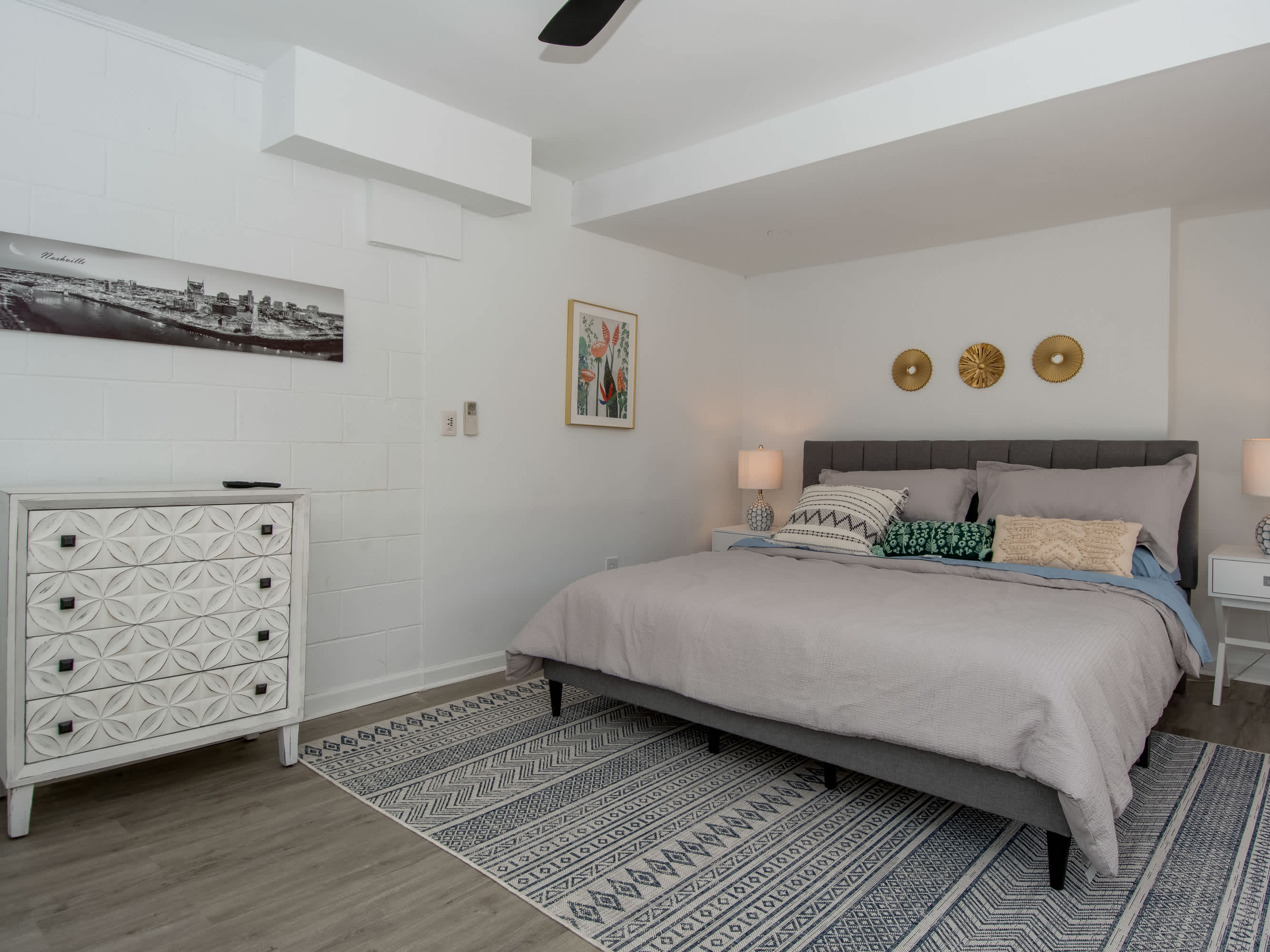 Bedroom with king bed and Smart TV