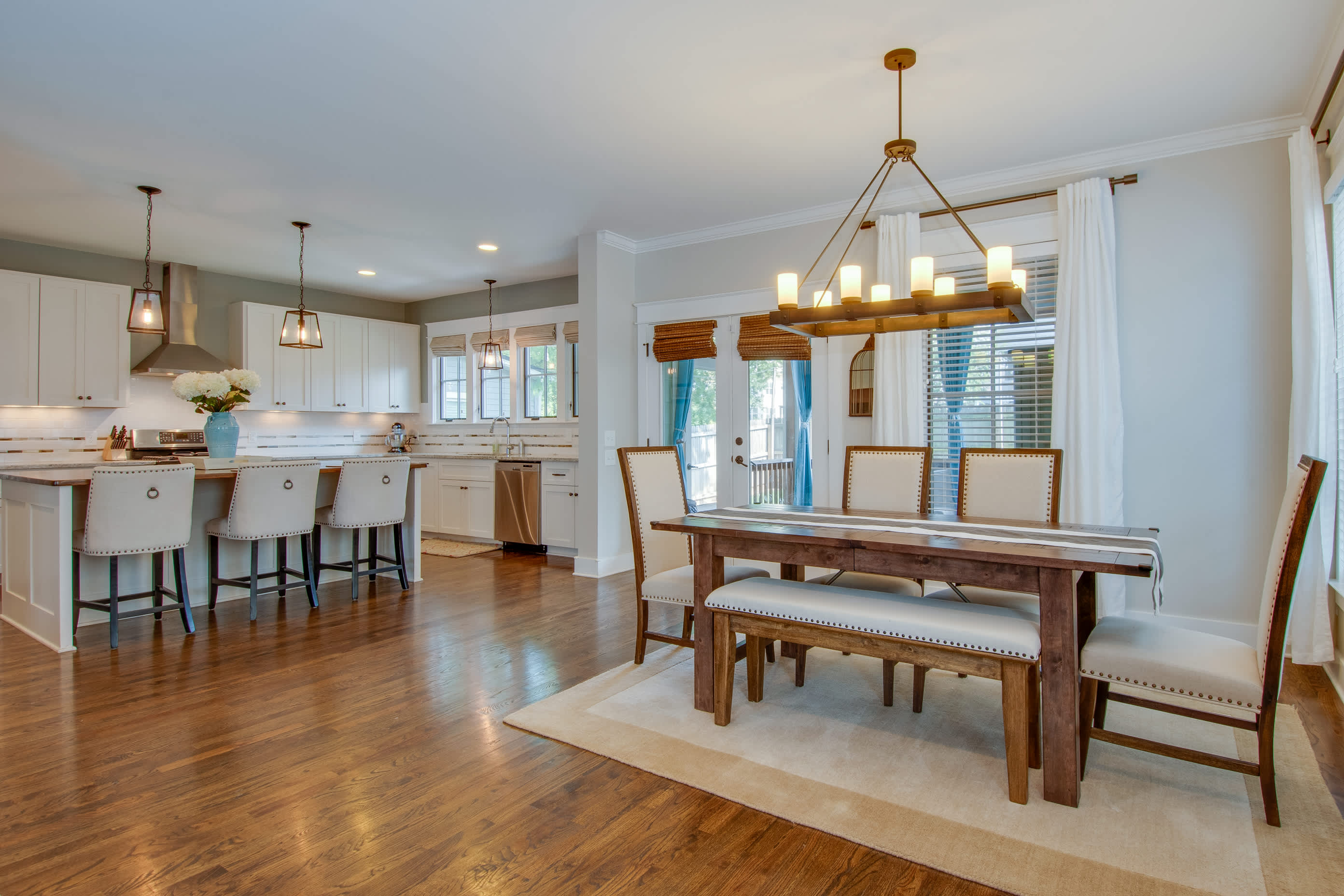 Chic farmhouse inspired dining table for 6