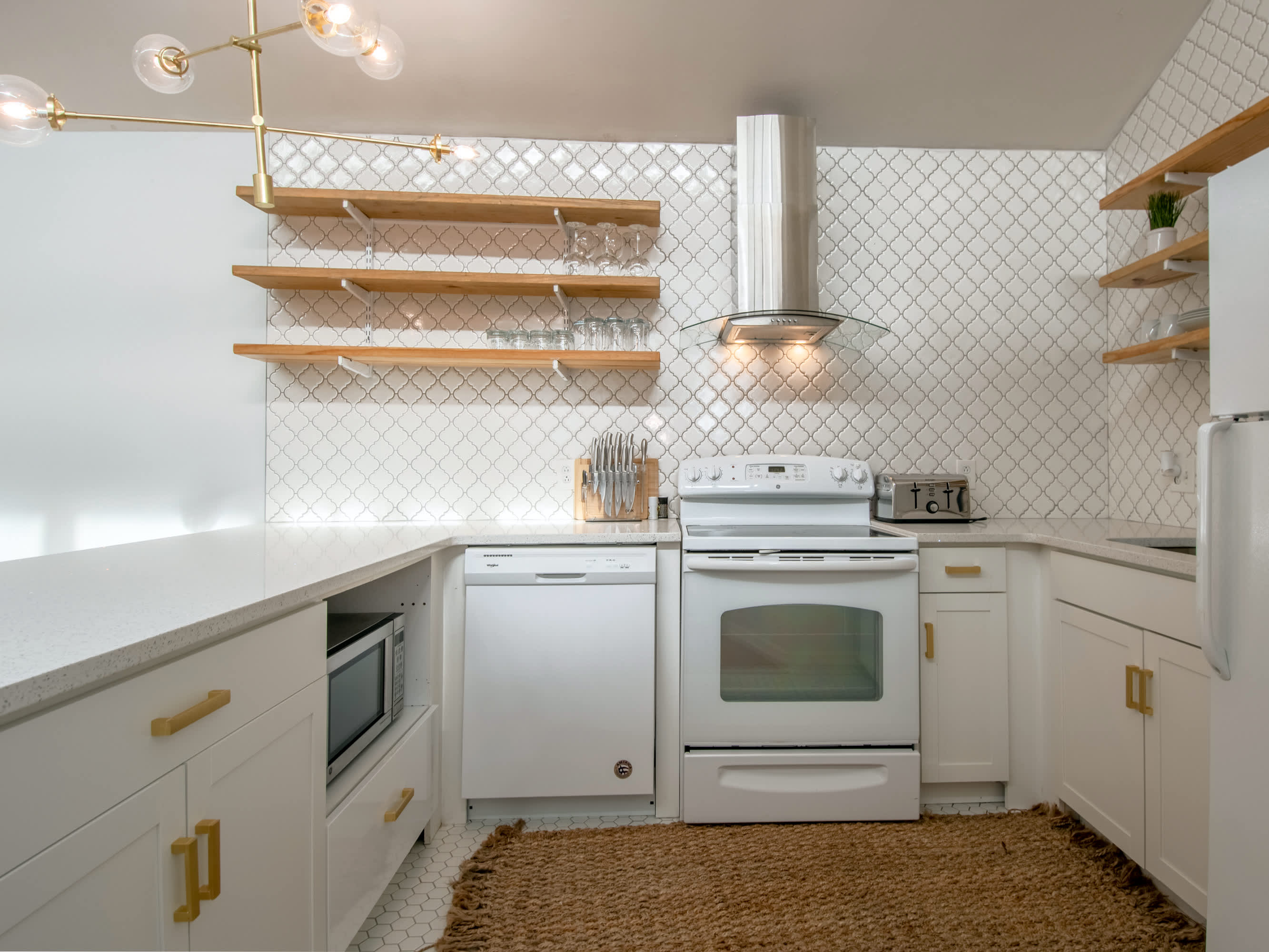 Kitchen with Keurig, toaster, blender and more