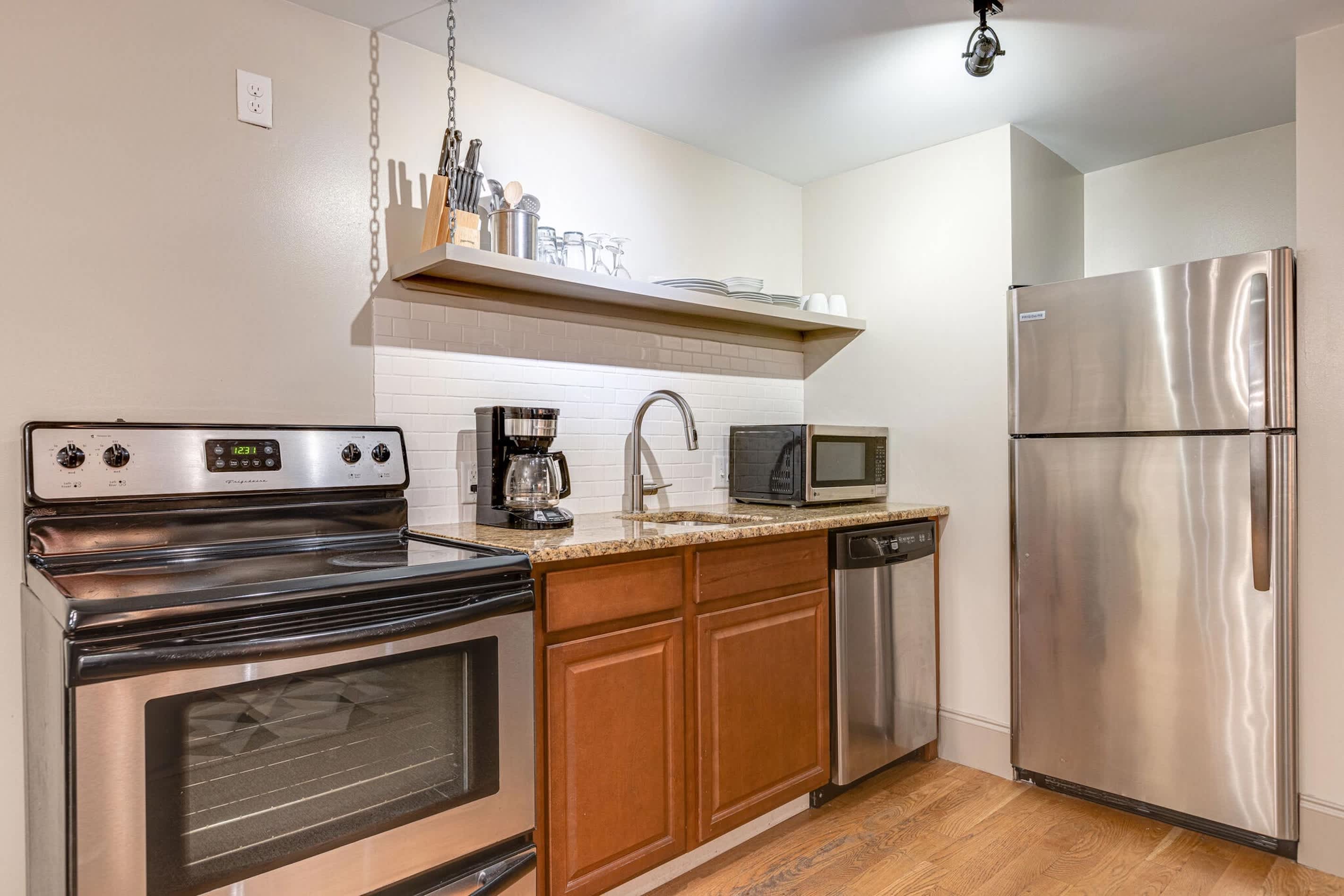 Take advantage of the quaint kitchen area