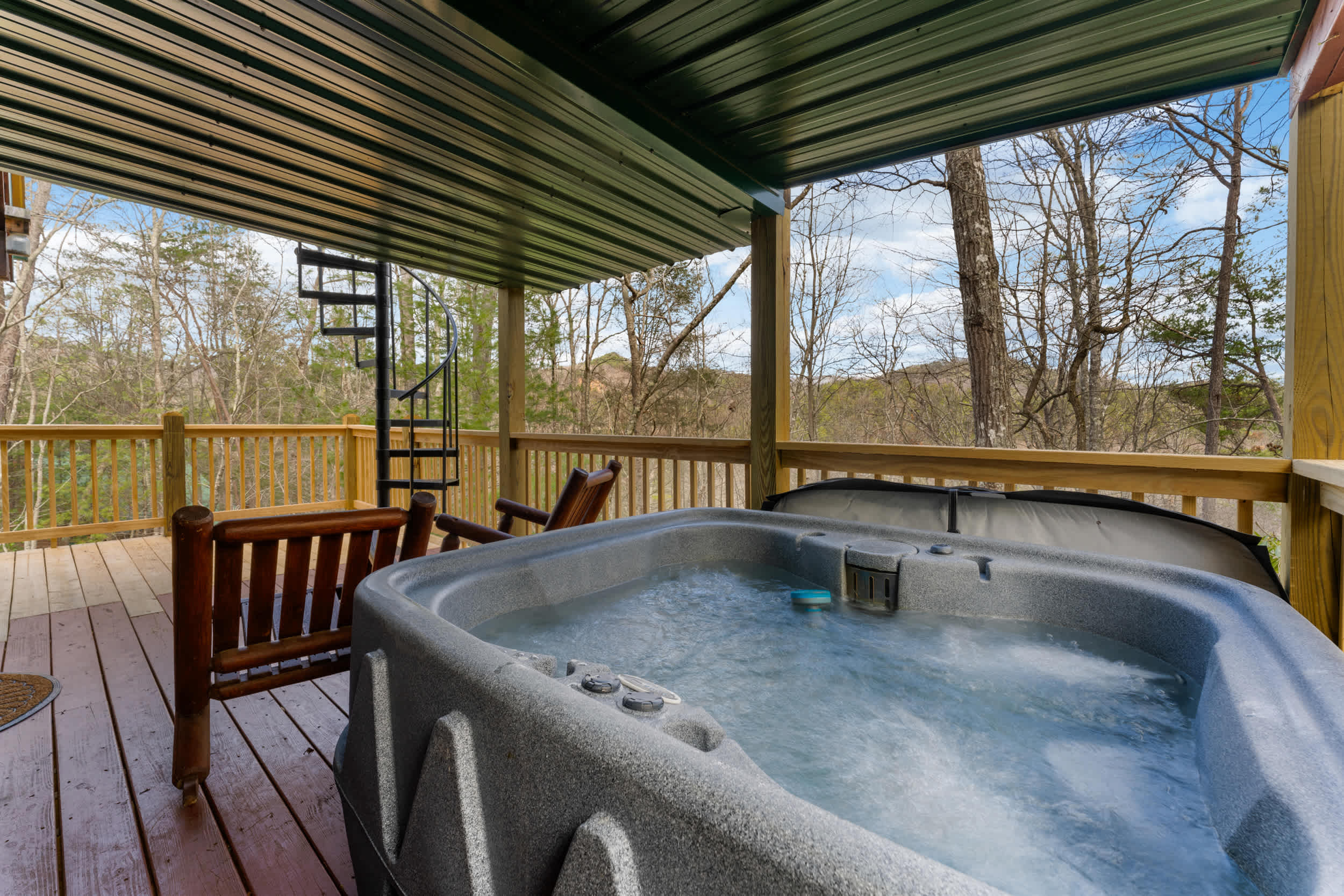 Unwind in the private hot tub 