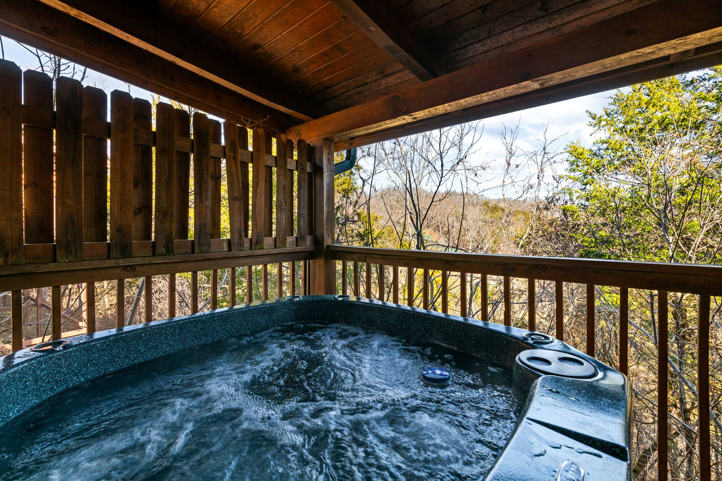 Relax and unwind in the private hot tub