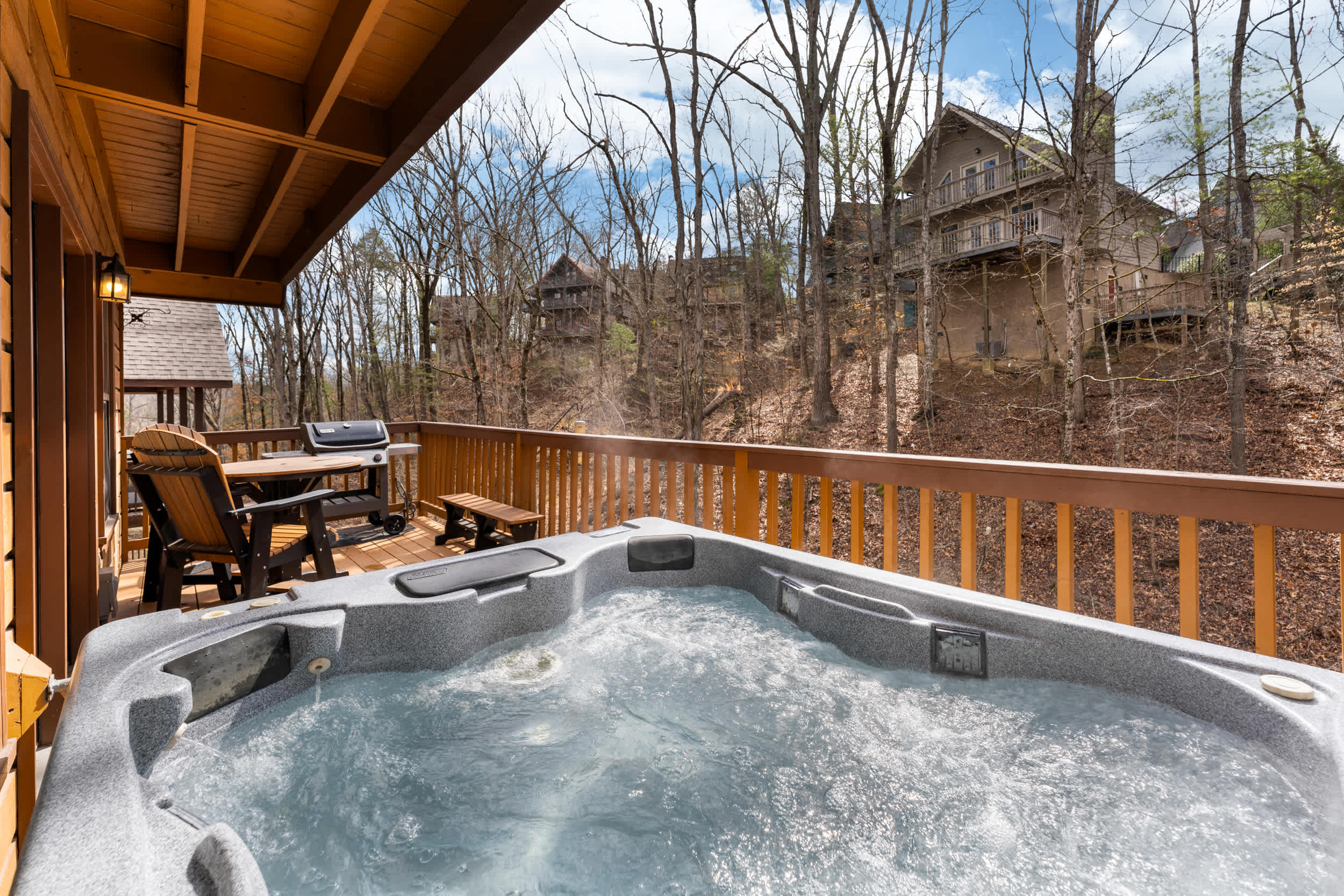 Unwind in the private hot tub 