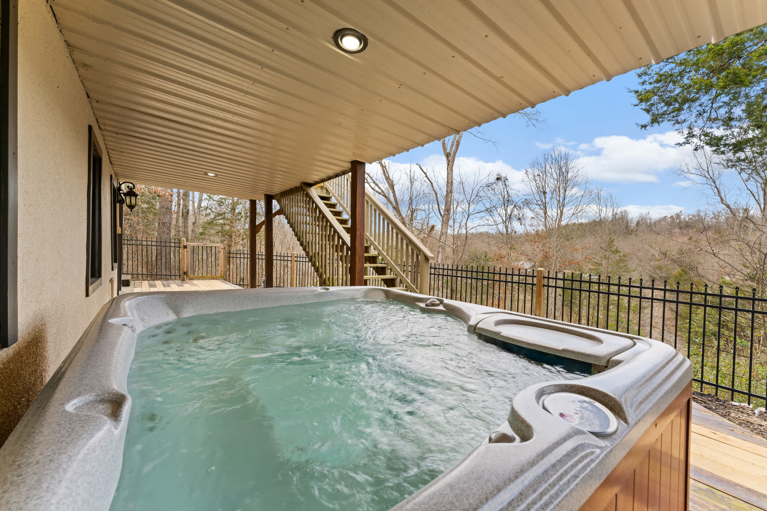 Unwind in the private hot tub 