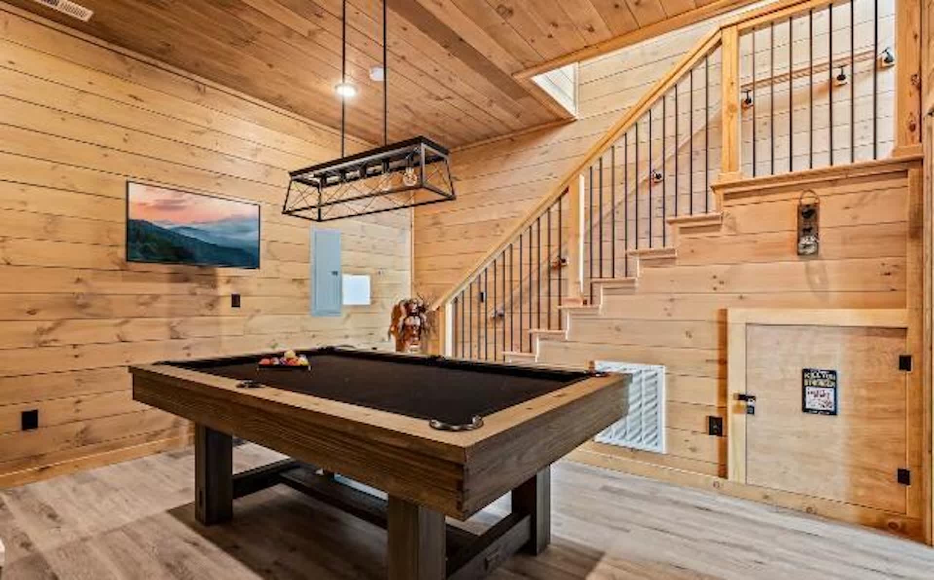 Unleash your competitive side at the lower-level pool table