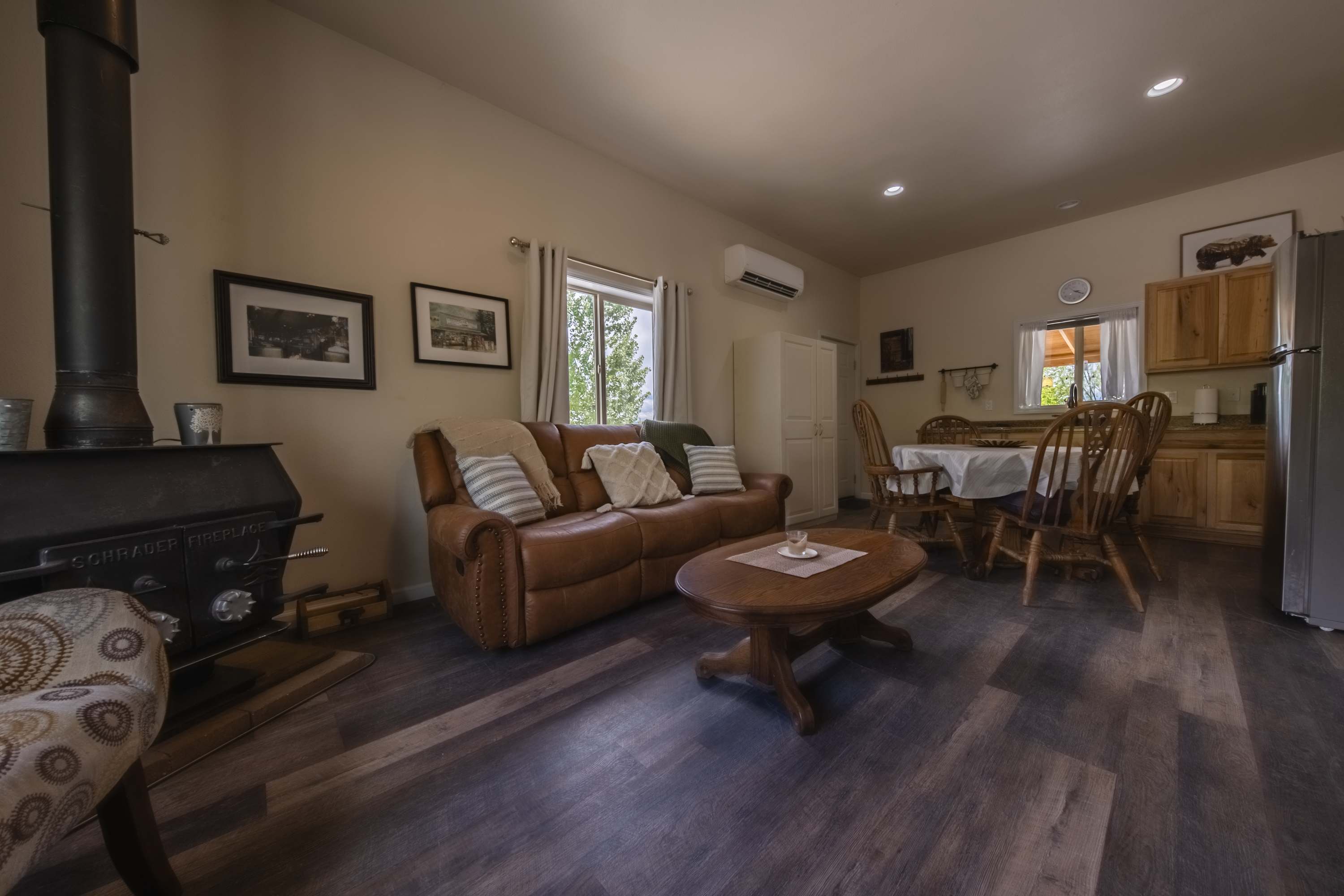 Living area with ample seating and fireplace