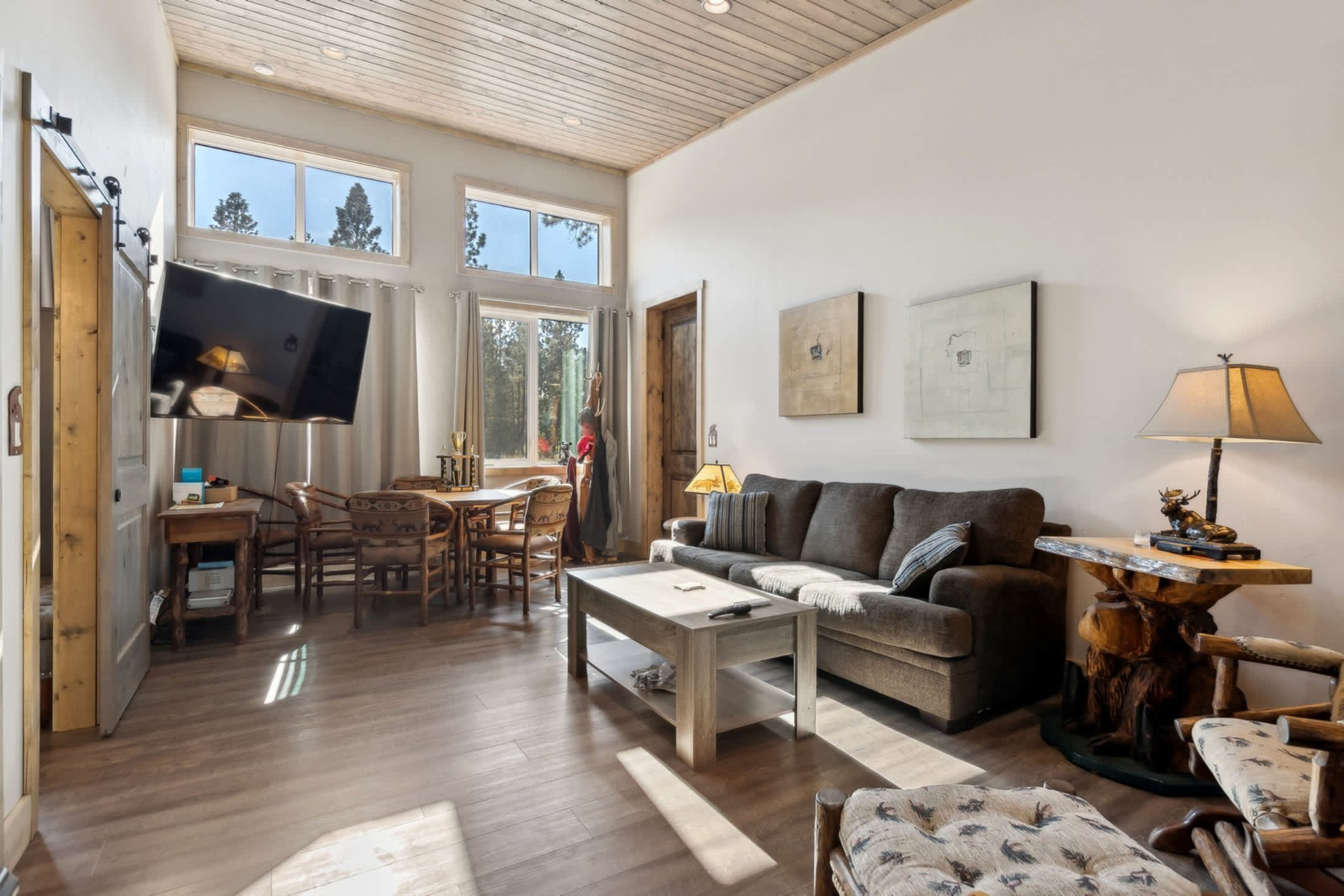 Living area with Smart TV and sofa sleeper