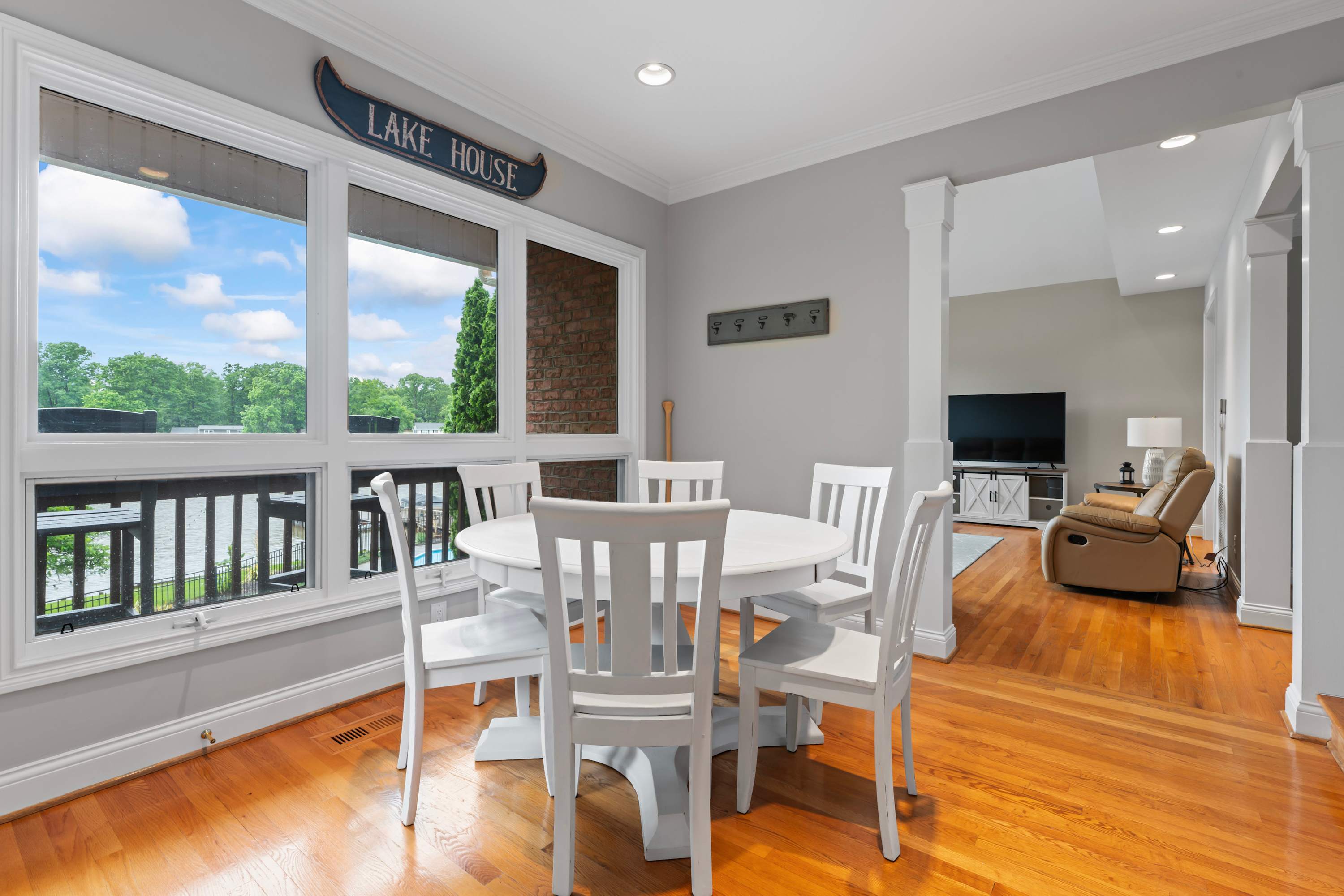 Sip morning coffee or grab a bite with a view at the kitchen table, seating 6