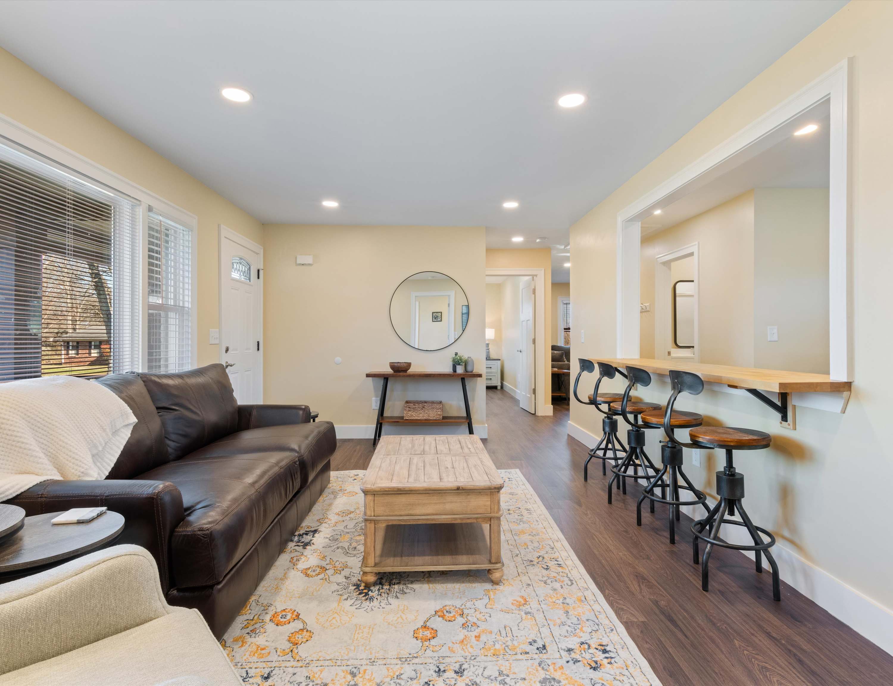 Main living room with Smart TV and cozy seating