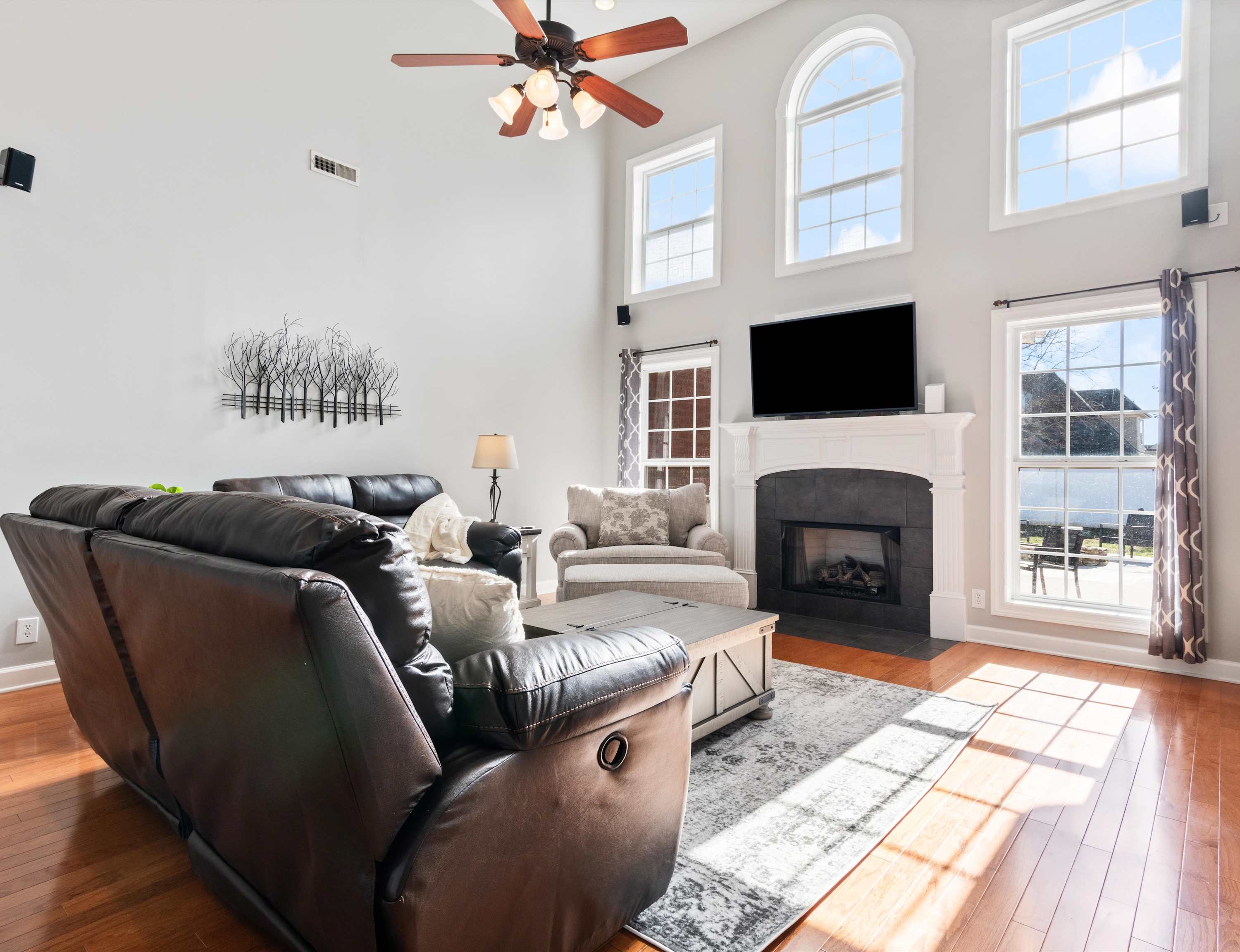 Radiant living space with generous seating and a Smart TV