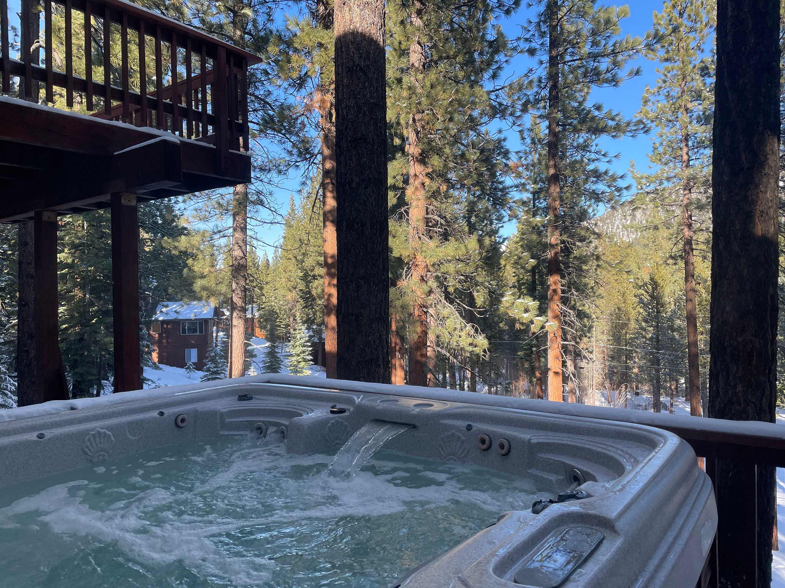 Take a soak in the outdoor hot tub
