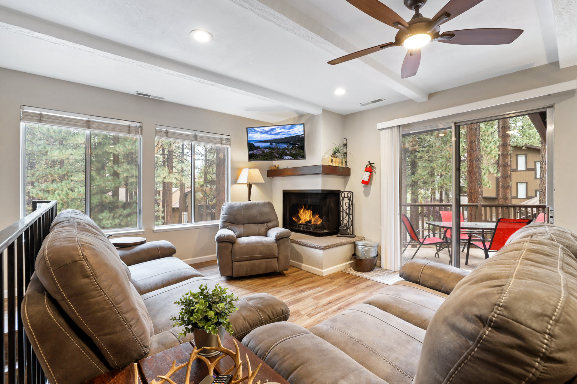 Third floor living room w/ wood fireplace