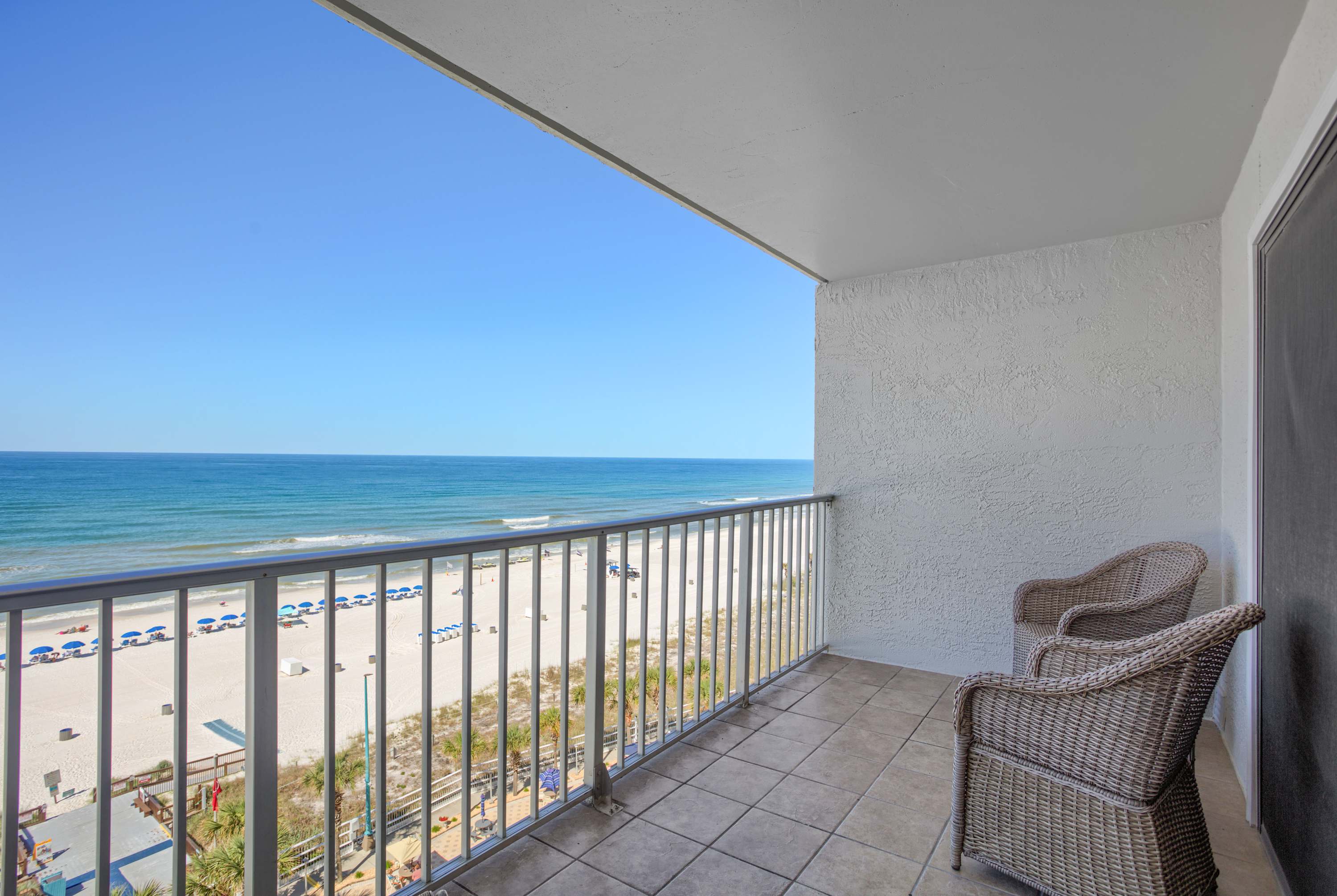 Panoramic ocean views from the balcony