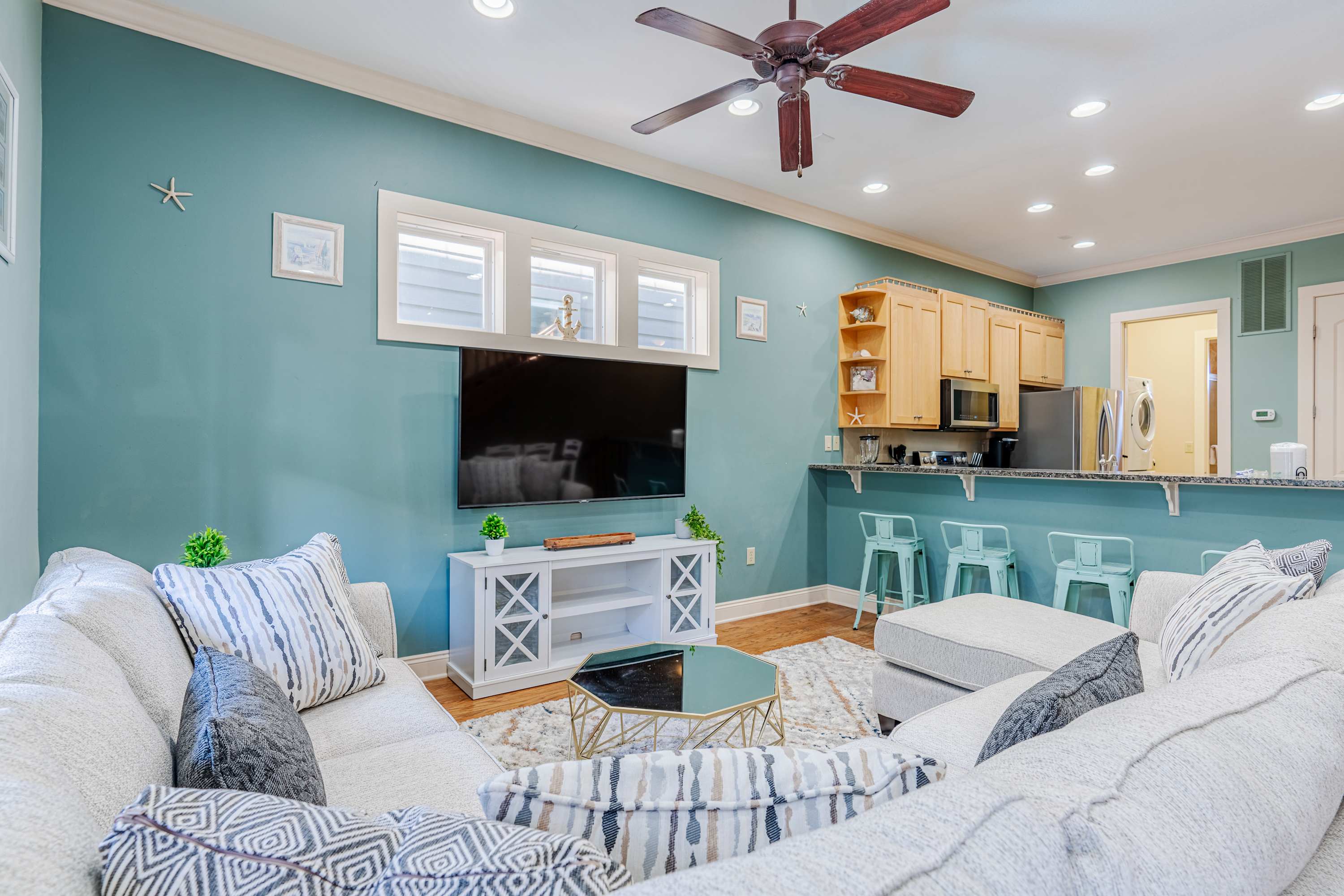 Open living room and kitchen