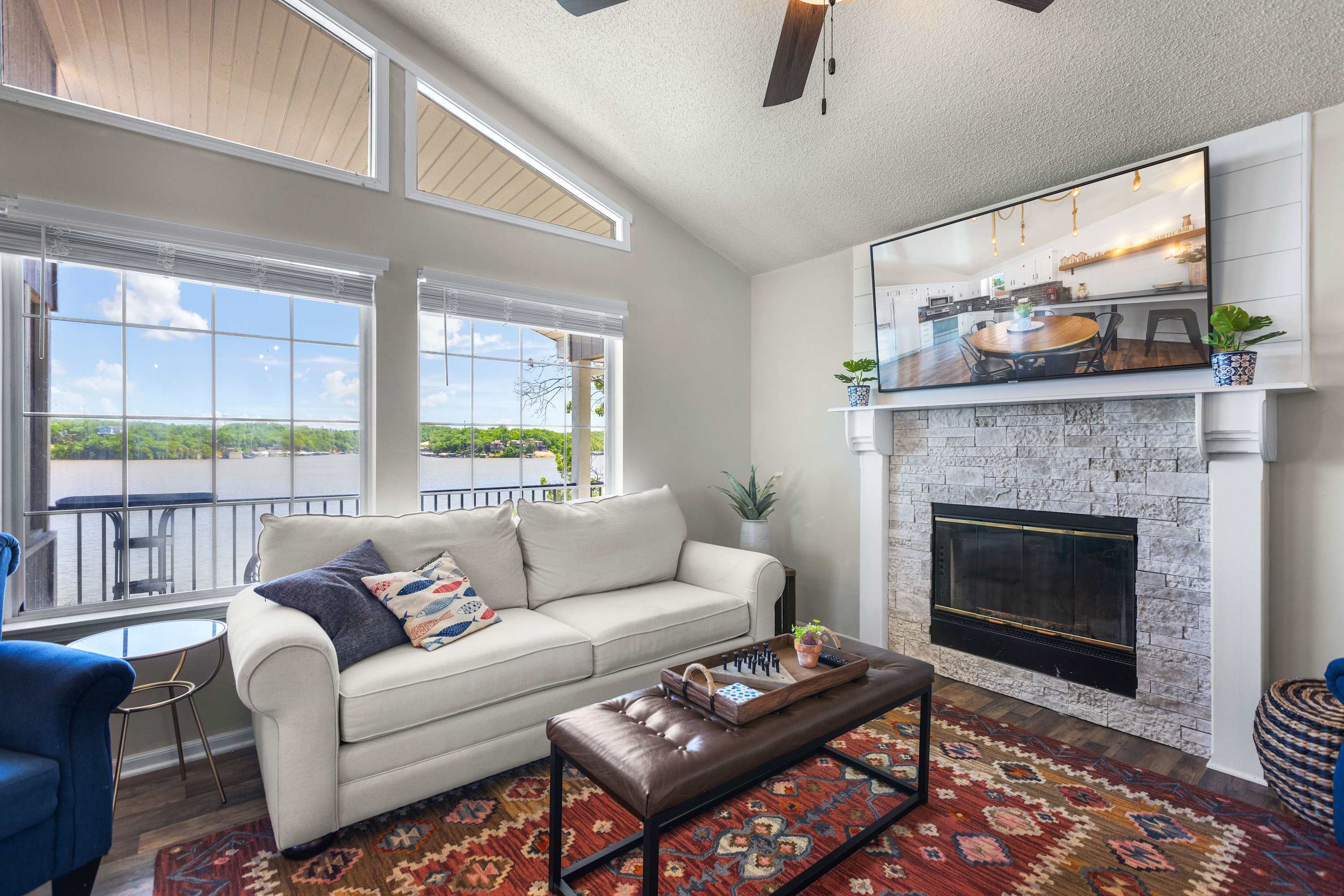 Curl up in the tranquil living room & stream all your favorite entertainment