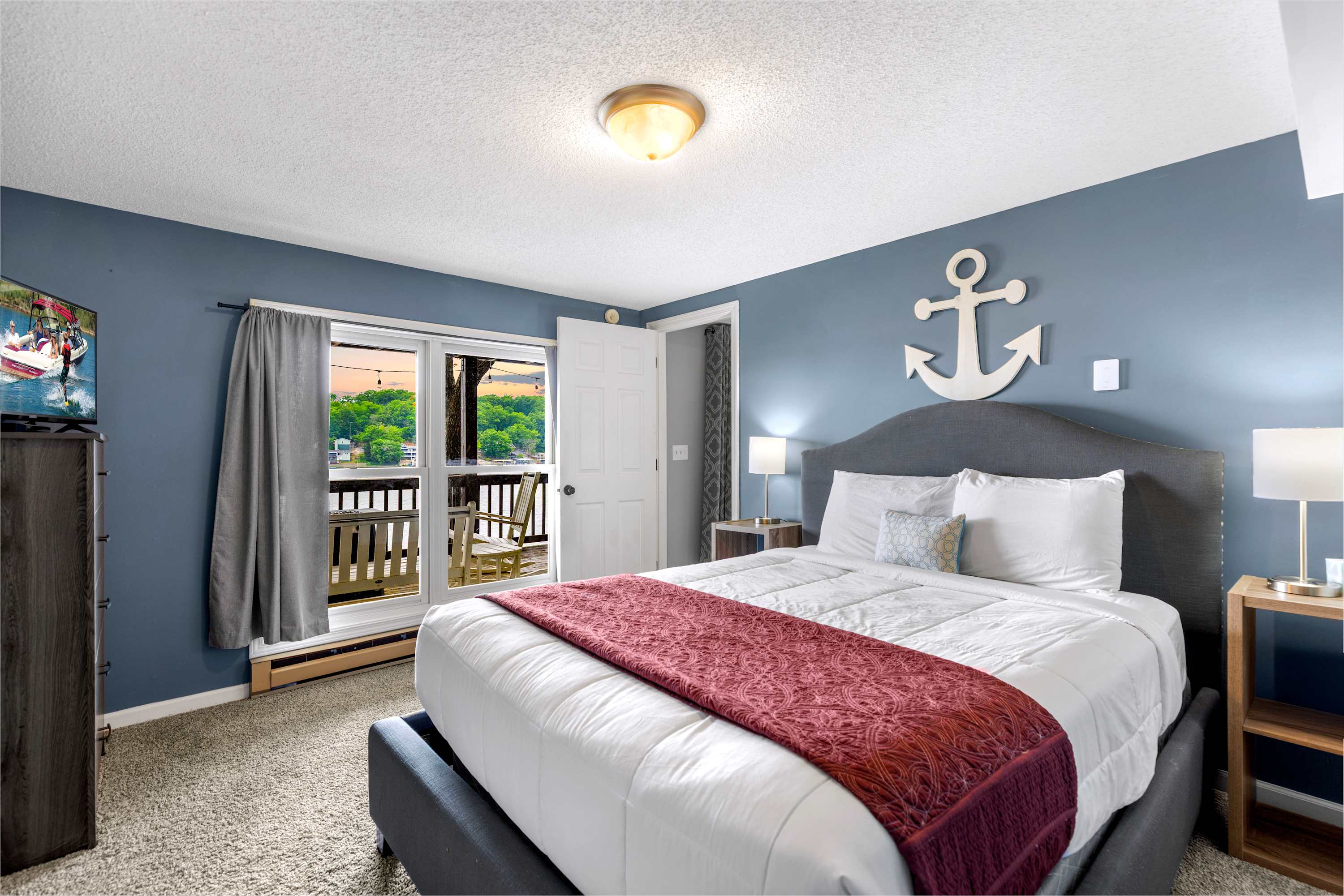 Bedroom retreat features a queen bed, ensuite, & smart TV