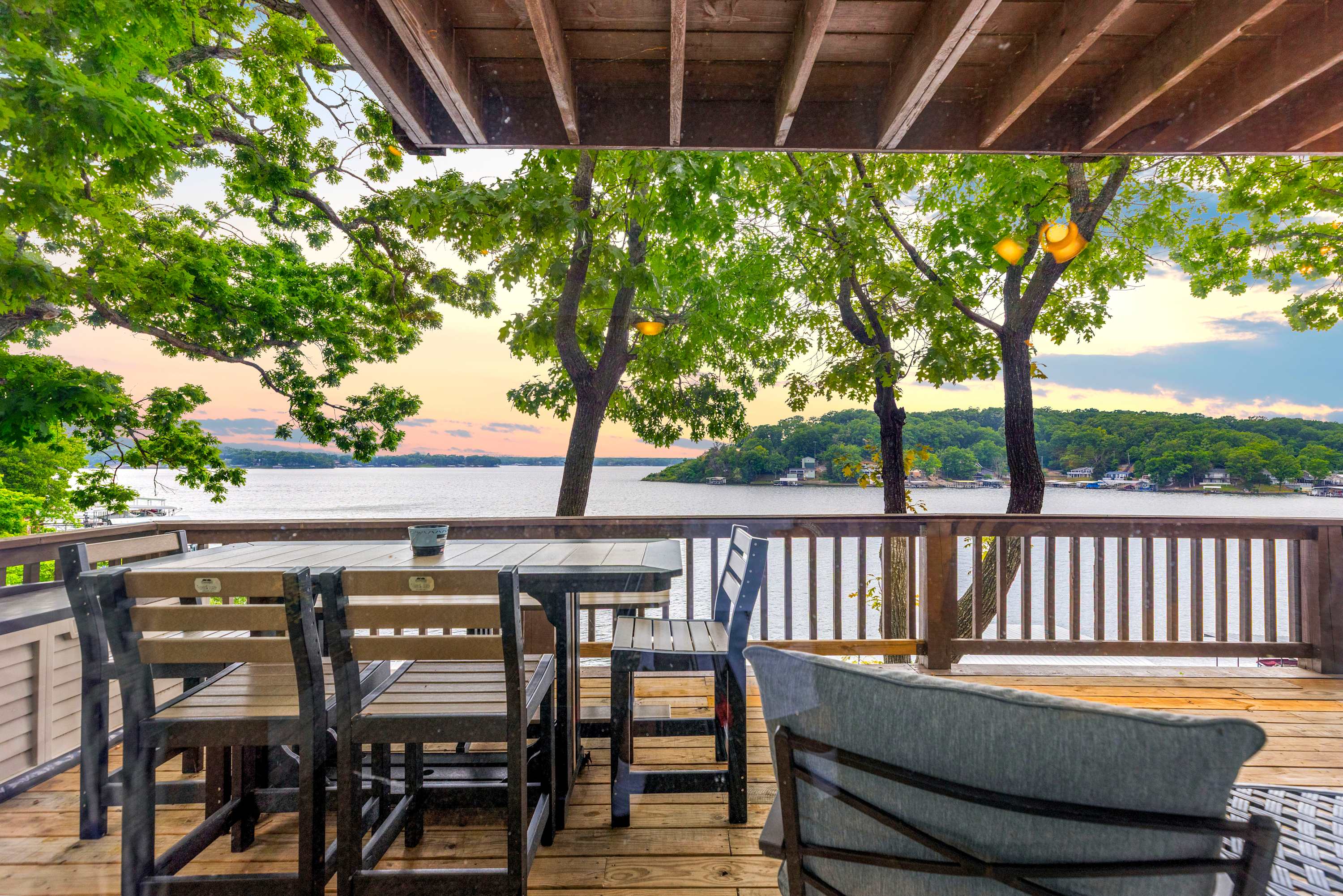 Lounge the day away or dine alfresco with water views on the balconies