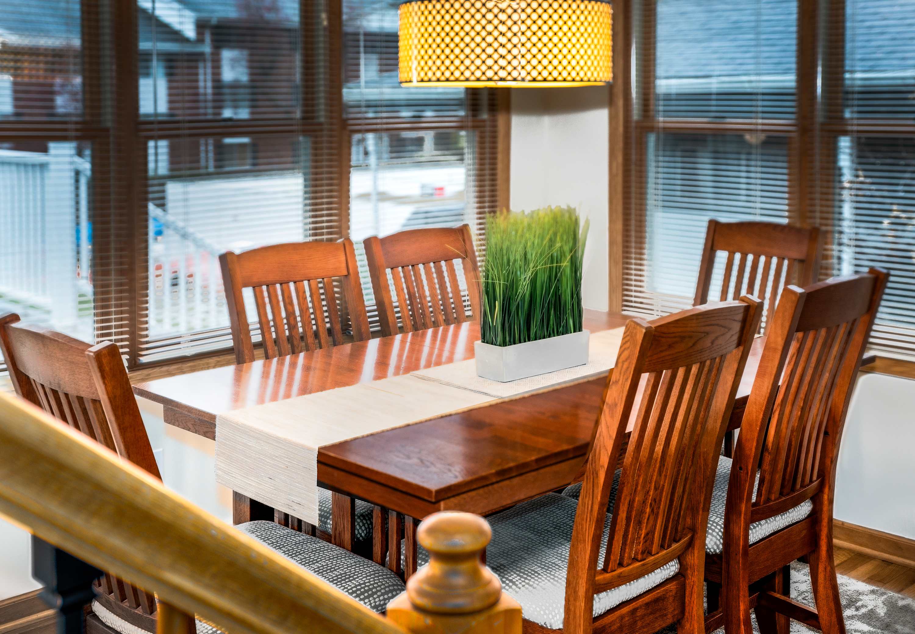 Dining table with seating for 8