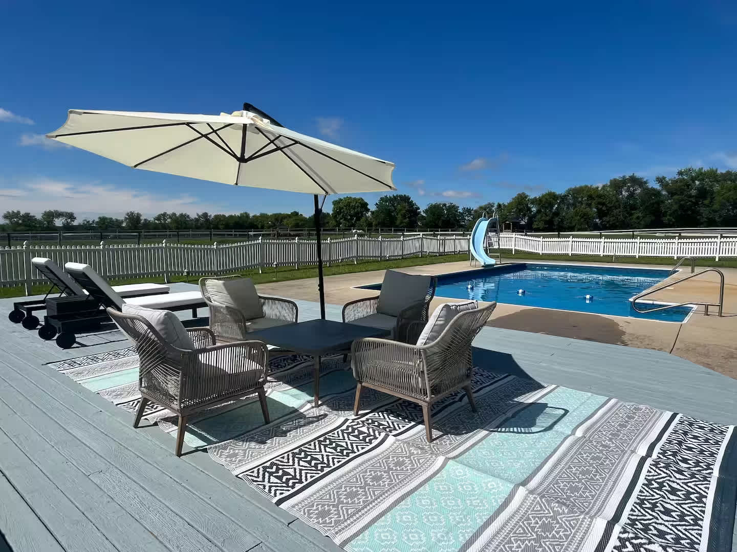 Lounge the day away or make a splash at the sparkling seasonal heated pool