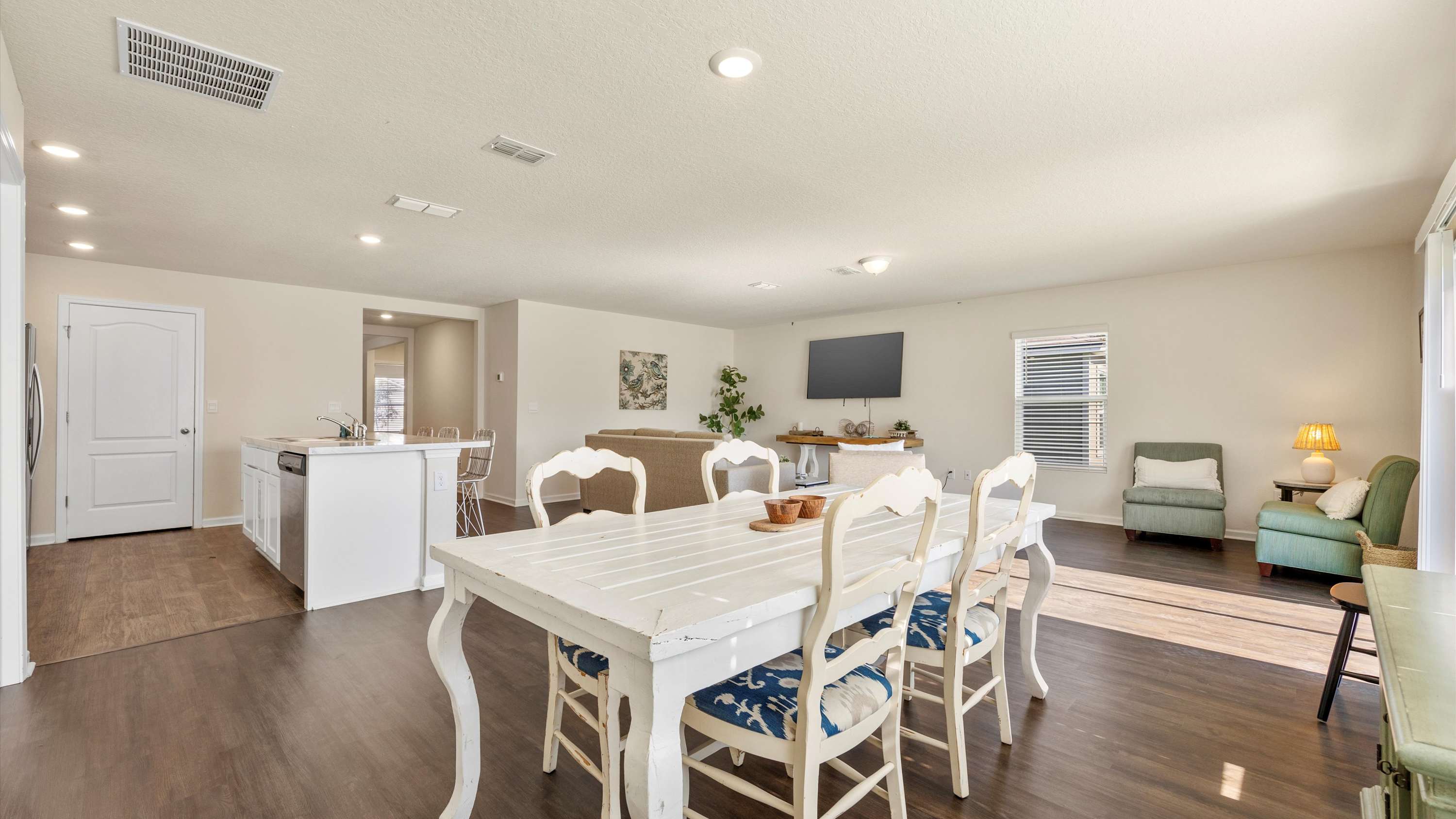 Gather for meals together at the dining table, with seating for 4