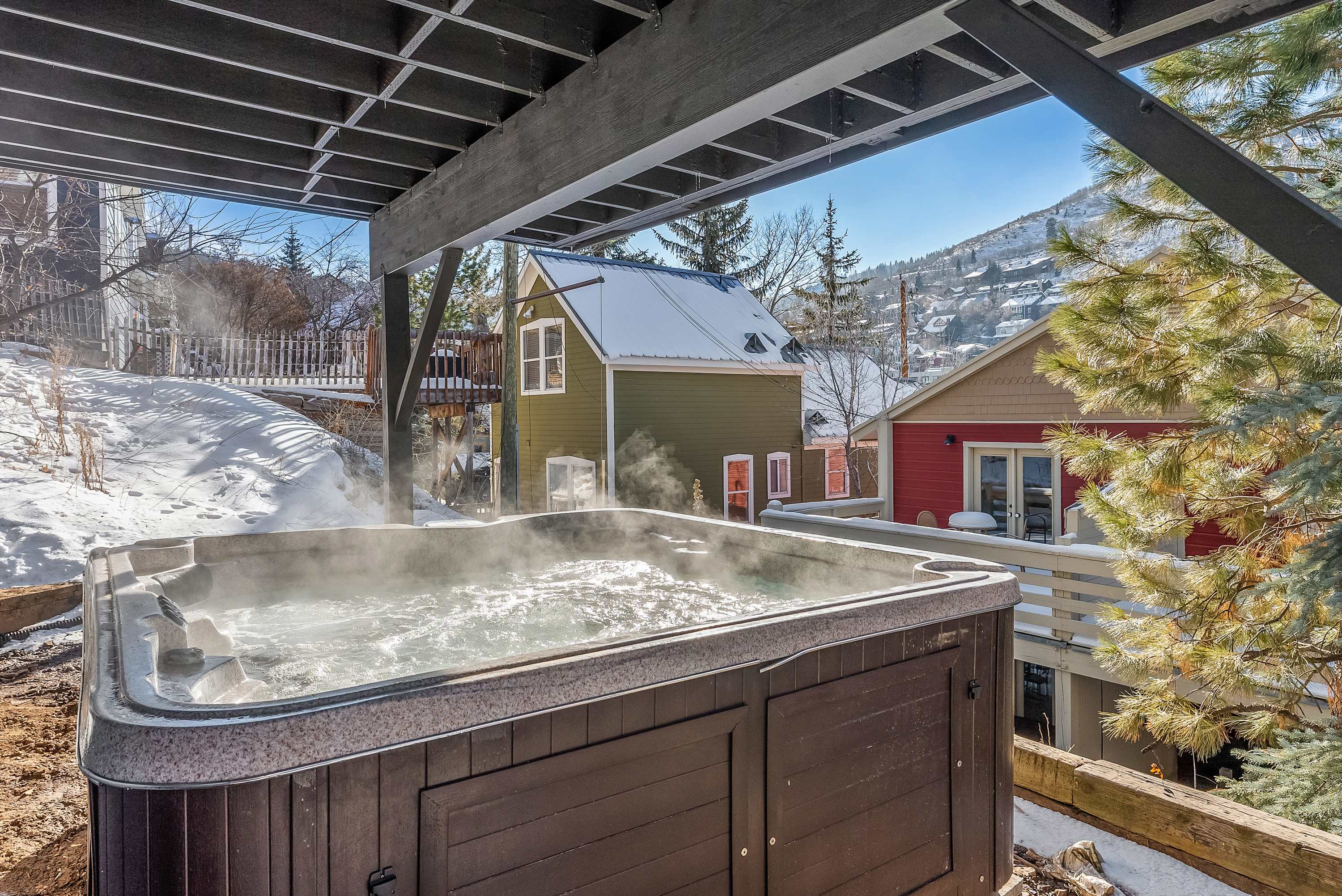 Relax in the private hot tub