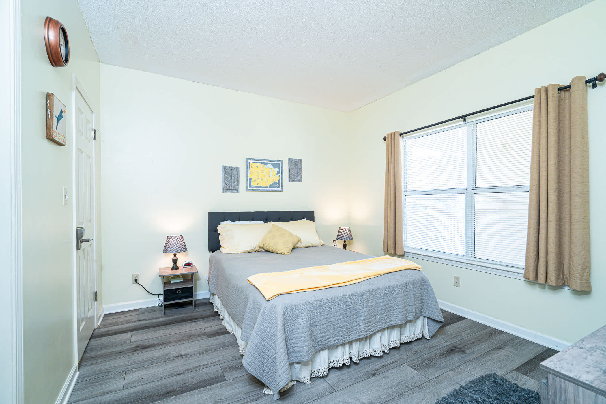 Bedroom 1 with queen bed, and Smart TV